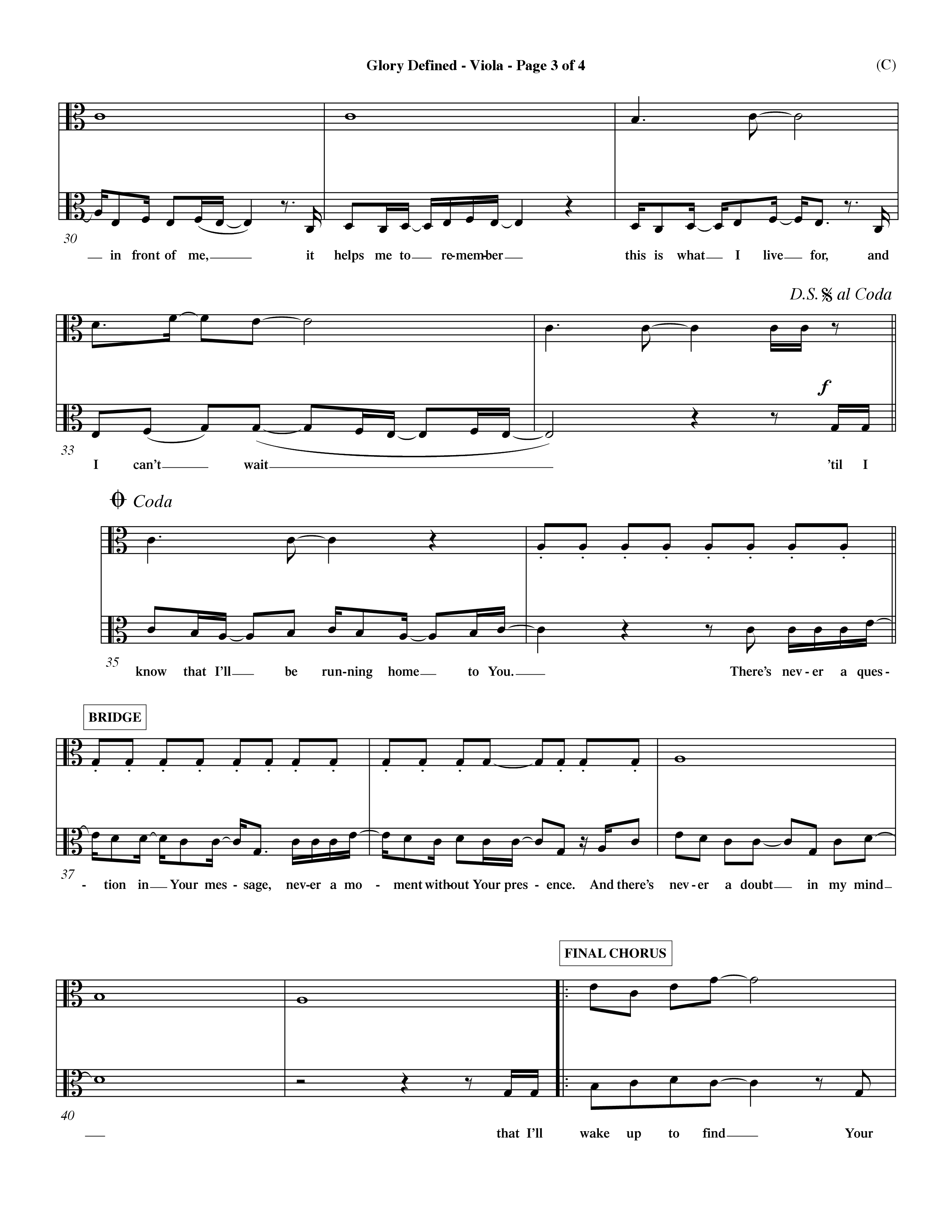 Glory Defined (Choral Anthem SATB) Viola (Word Music Choral / Orch. Hemme Luttjeboer)