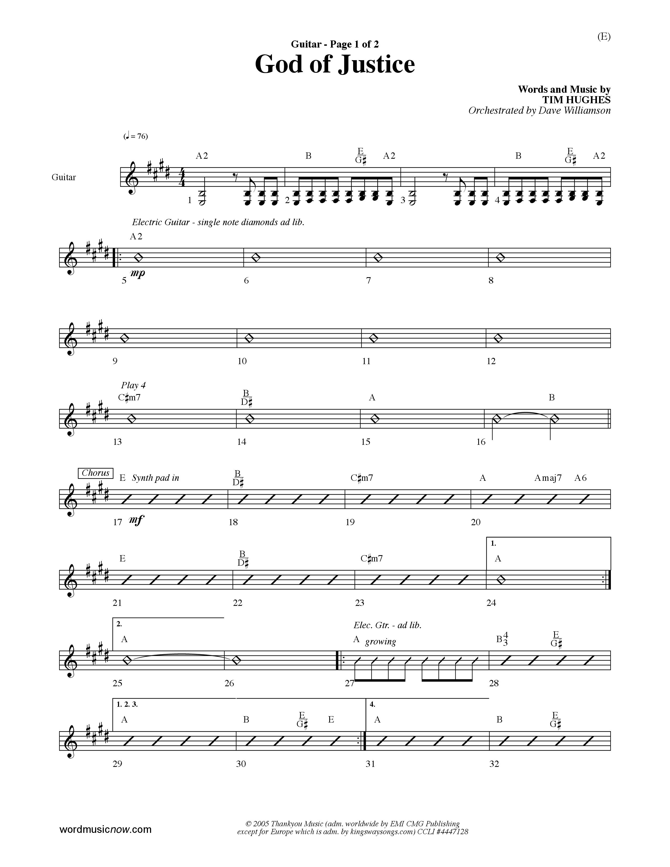 God Of Justice (Choral Anthem SATB) Acoustic Guitar (Word Music Choral / Orch. Dave Williamson)