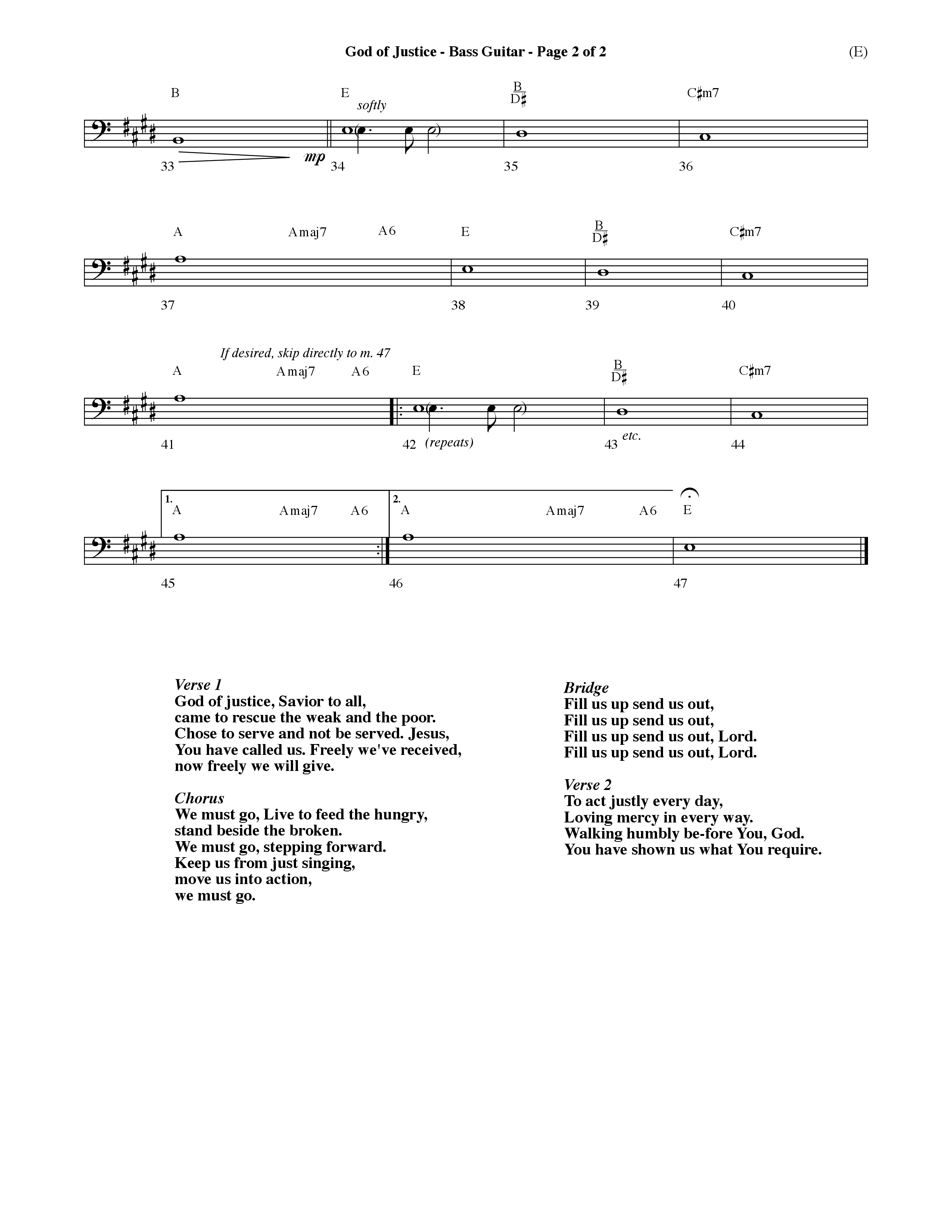 God Of Justice (Choral Anthem SATB) Bass Guitar (Word Music Choral / Orch. Dave Williamson)