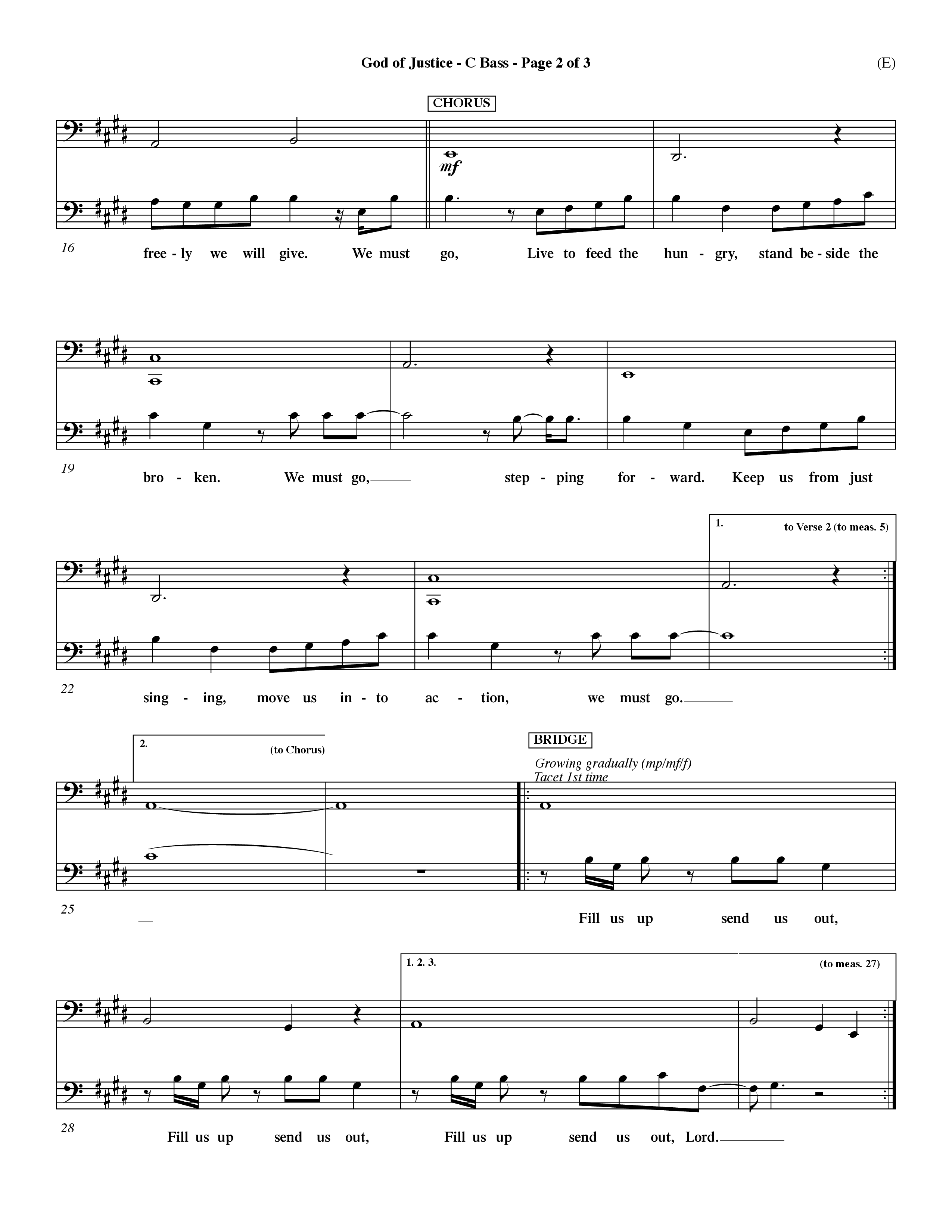 God Of Justice (Choral Anthem SATB) Contrabass (Word Music Choral / Orch. Dave Williamson)