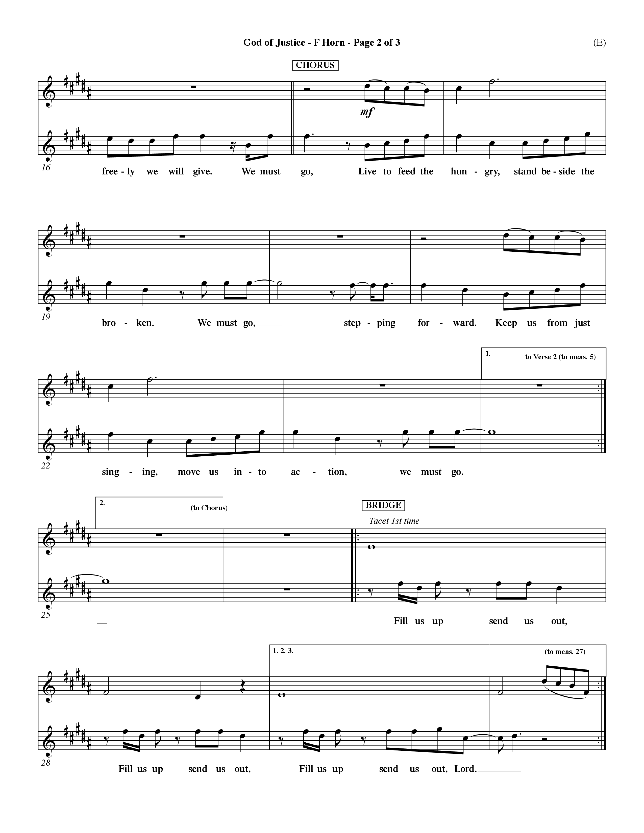 God Of Justice (Choral Anthem SATB) French Horn (Word Music Choral / Orch. Dave Williamson)