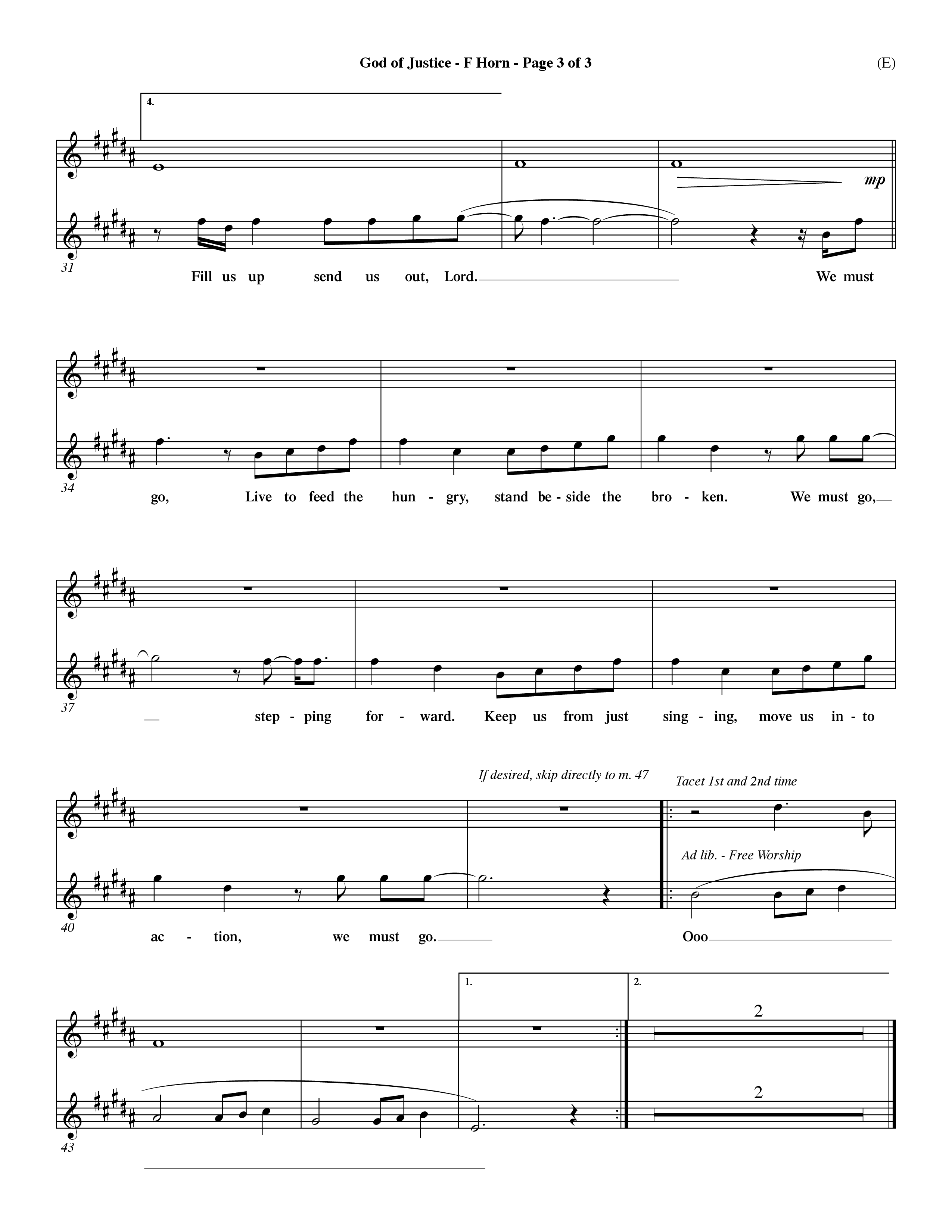 God Of Justice (Choral Anthem SATB) French Horn (Word Music Choral / Orch. Dave Williamson)