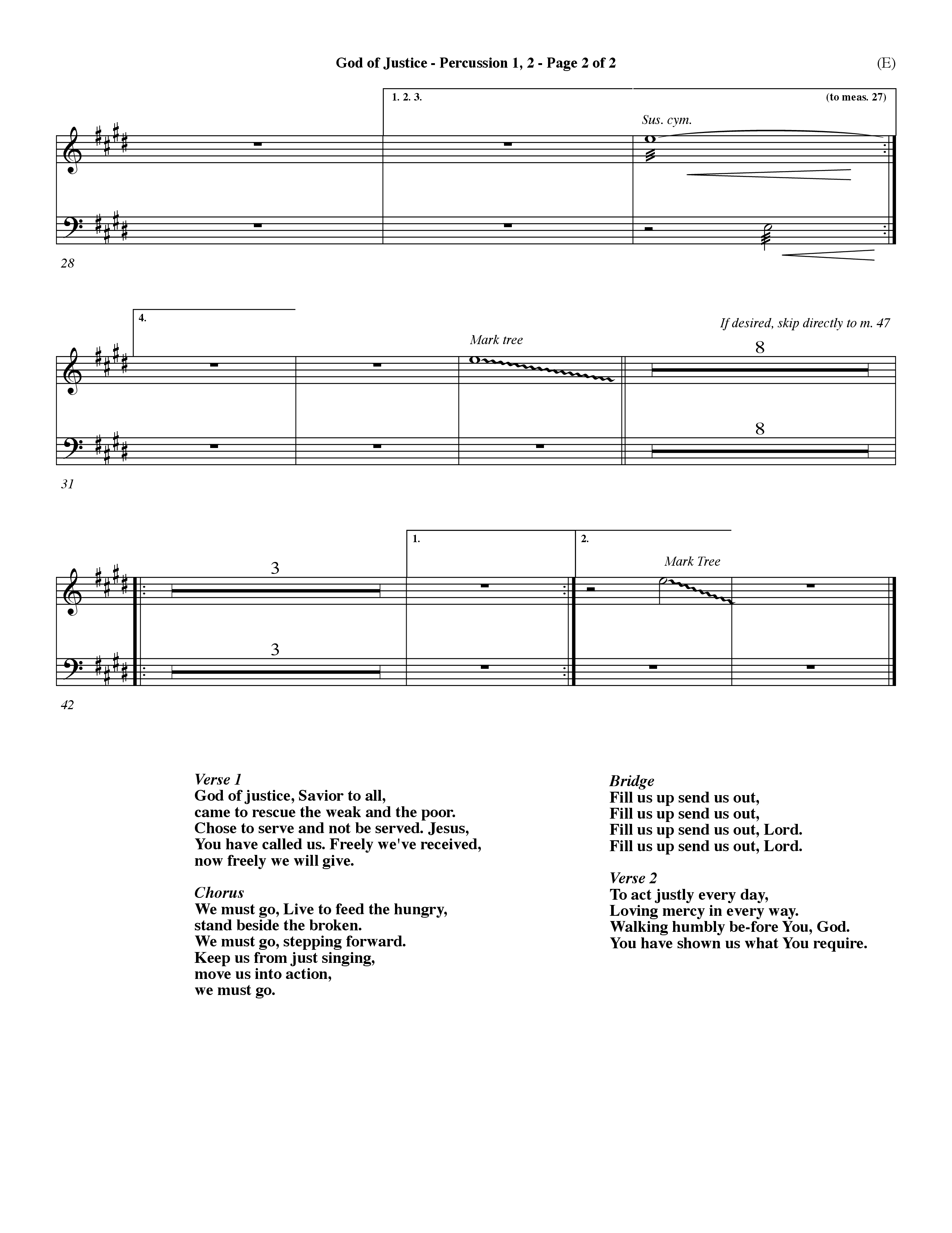 God Of Justice (Choral Anthem SATB) Percussion 1/2 (Word Music Choral / Orch. Dave Williamson)