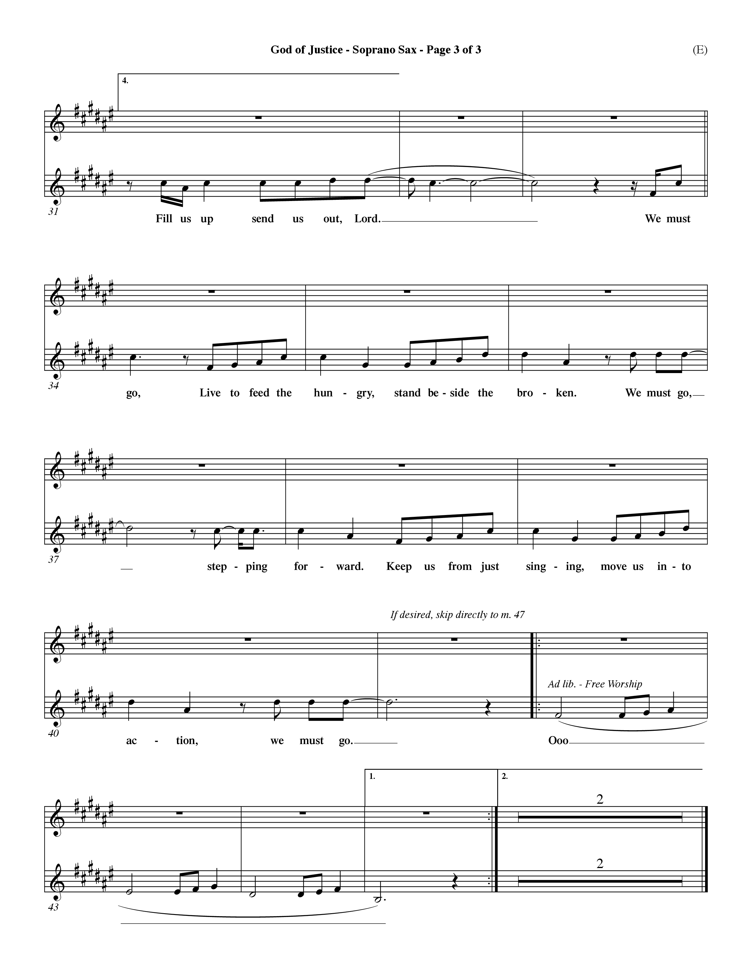 God Of Justice (Choral Anthem SATB) Saxophone (Word Music Choral / Orch. Dave Williamson)