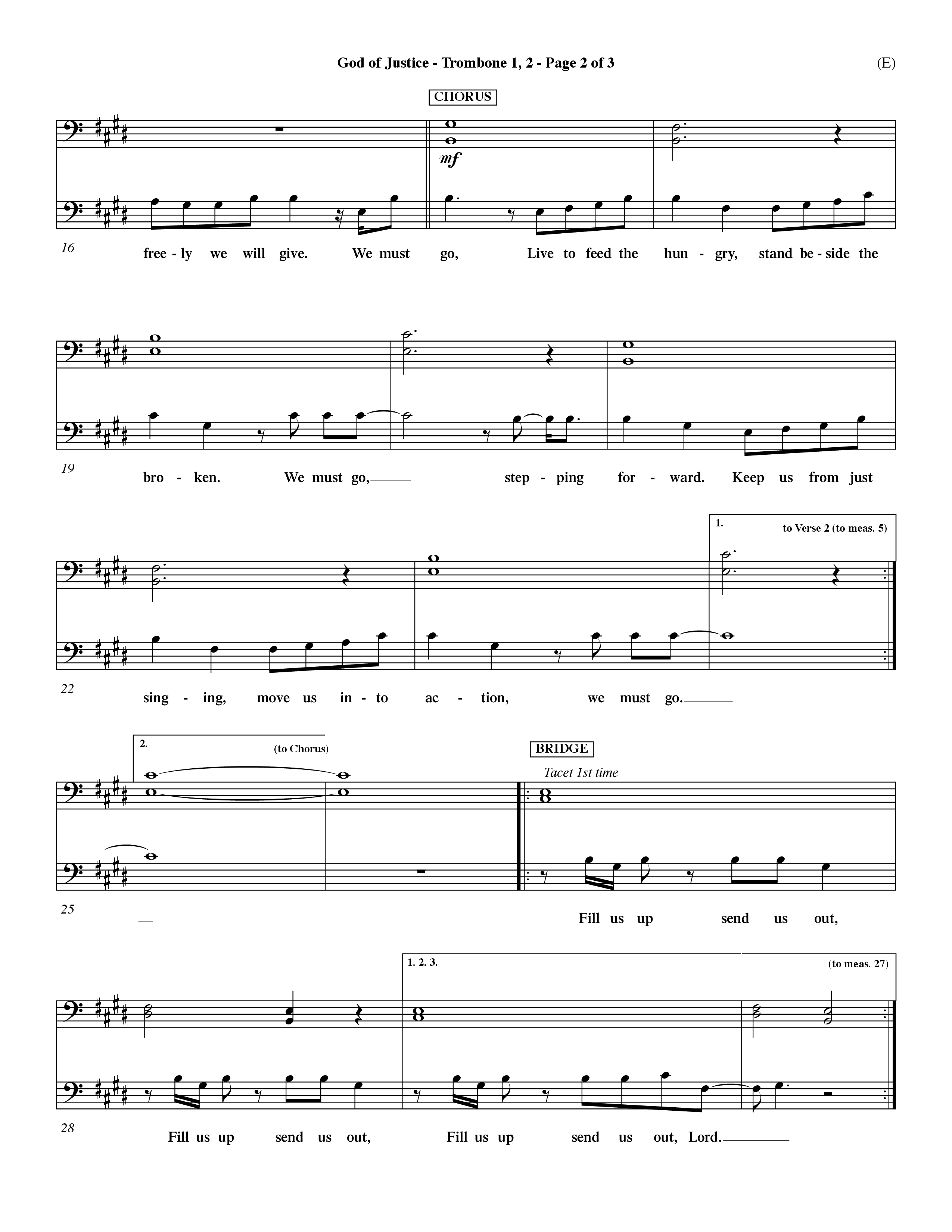 God Of Justice (Choral Anthem SATB) Trombone 1/2 (Word Music Choral / Orch. Dave Williamson)