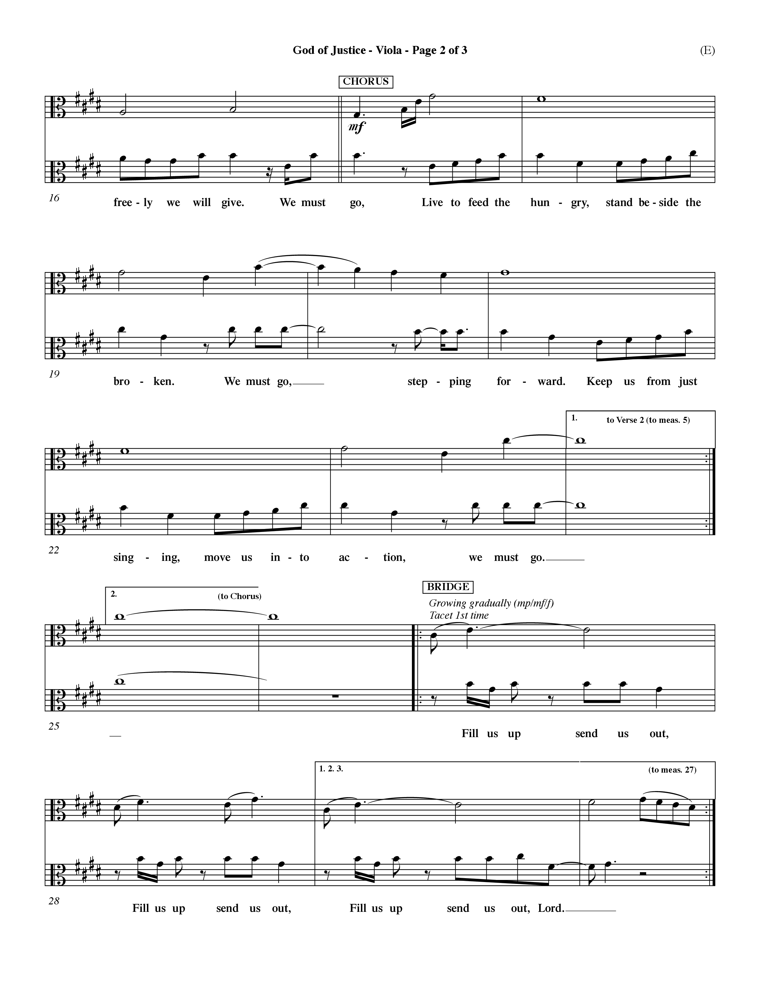 God Of Justice (Choral Anthem SATB) Viola (Word Music Choral / Orch. Dave Williamson)