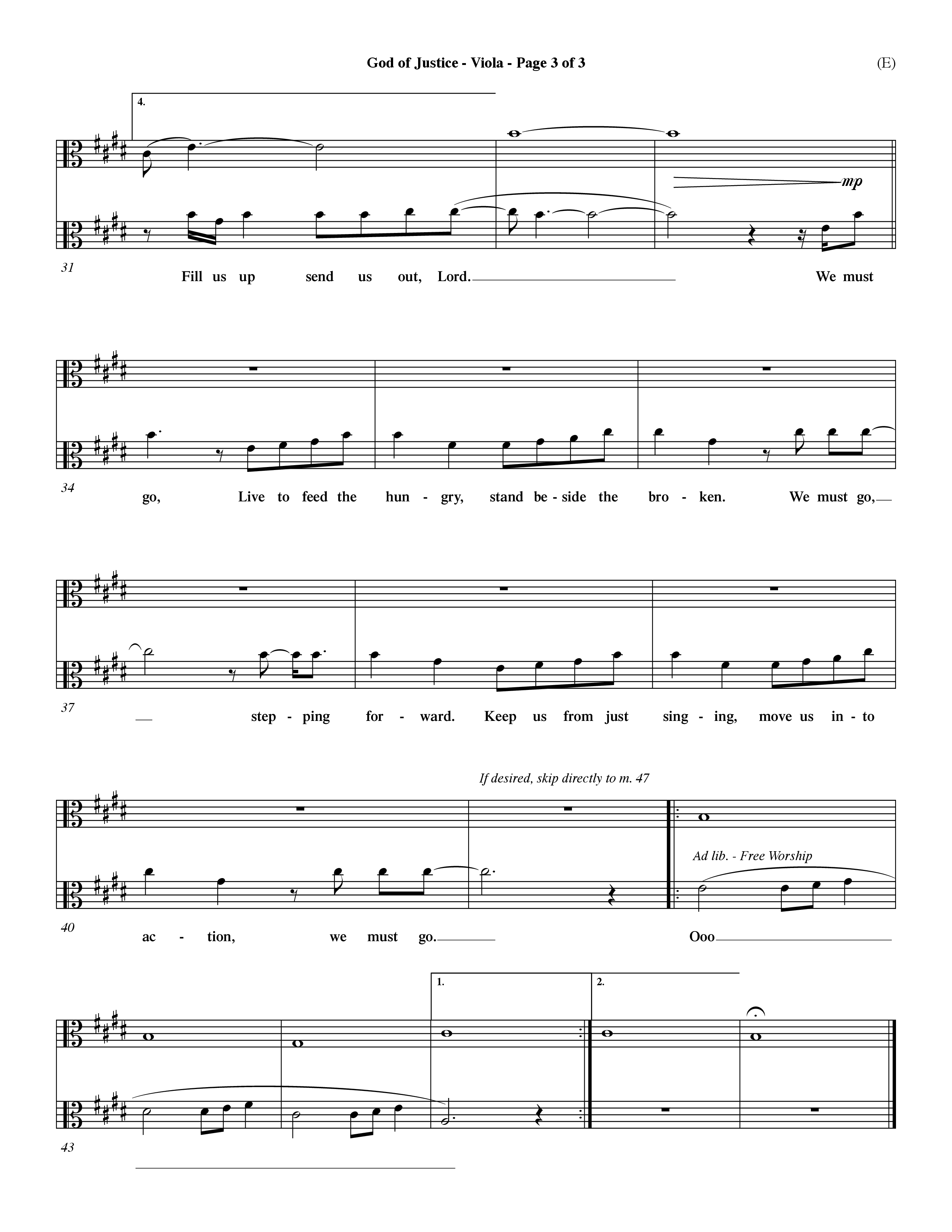 God Of Justice (Choral Anthem SATB) Viola (Word Music Choral / Orch. Dave Williamson)