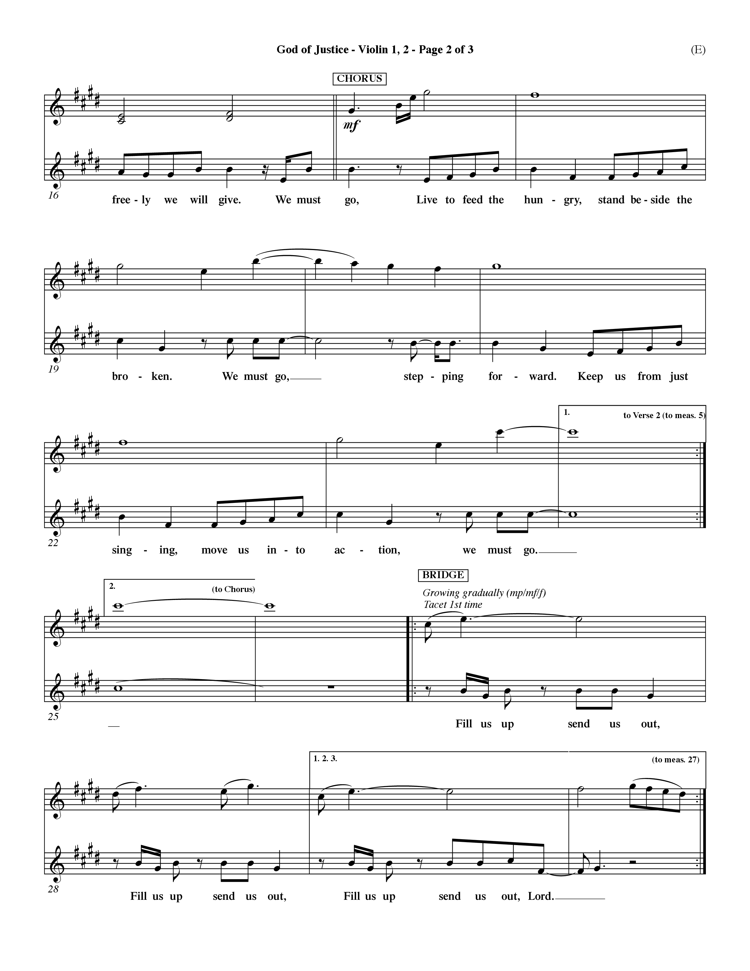 God Of Justice (Choral Anthem SATB) Violin 1/2 (Word Music Choral / Orch. Dave Williamson)