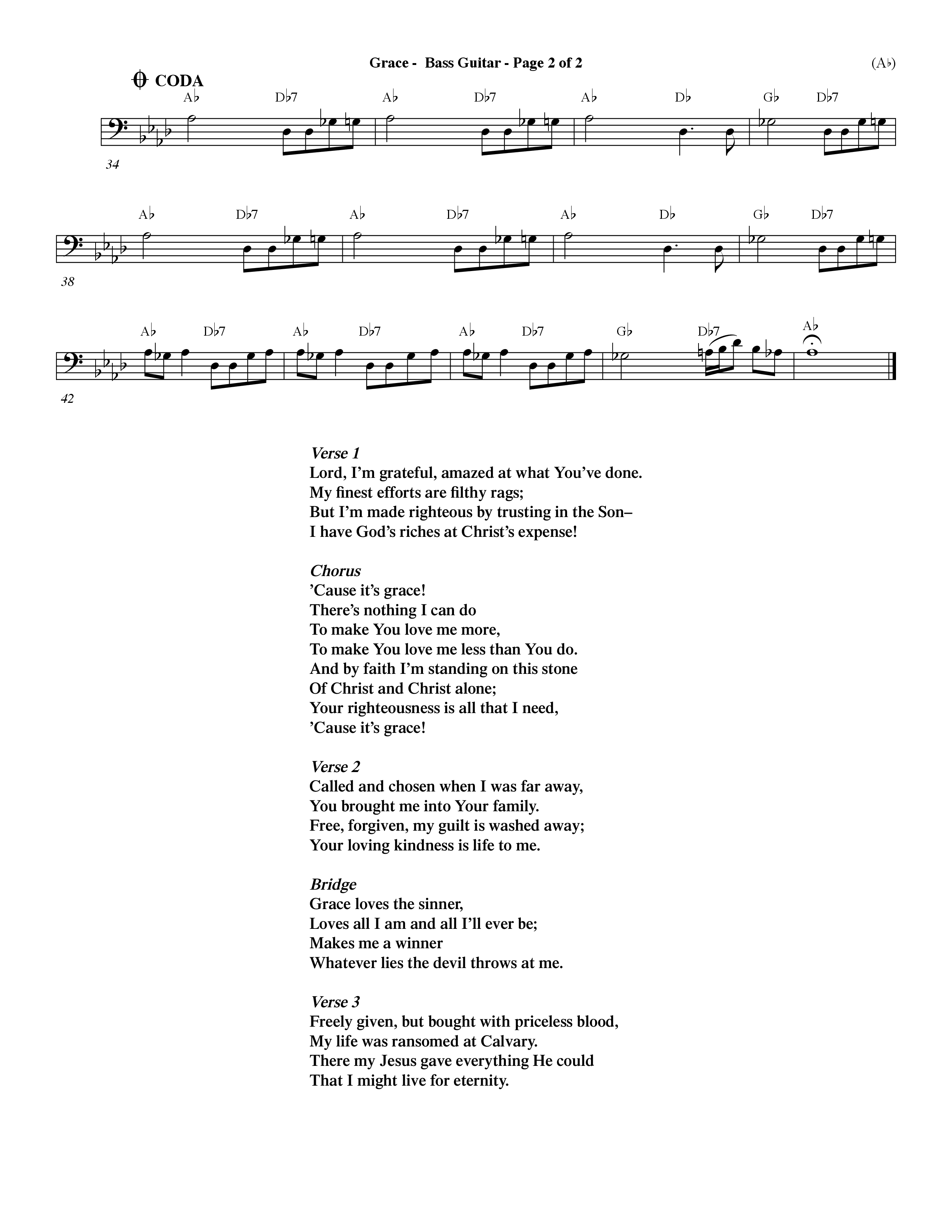 Grace (Choral Anthem SATB) Bass Guitar (Word Music Choral / Orch. Dave Williamson)