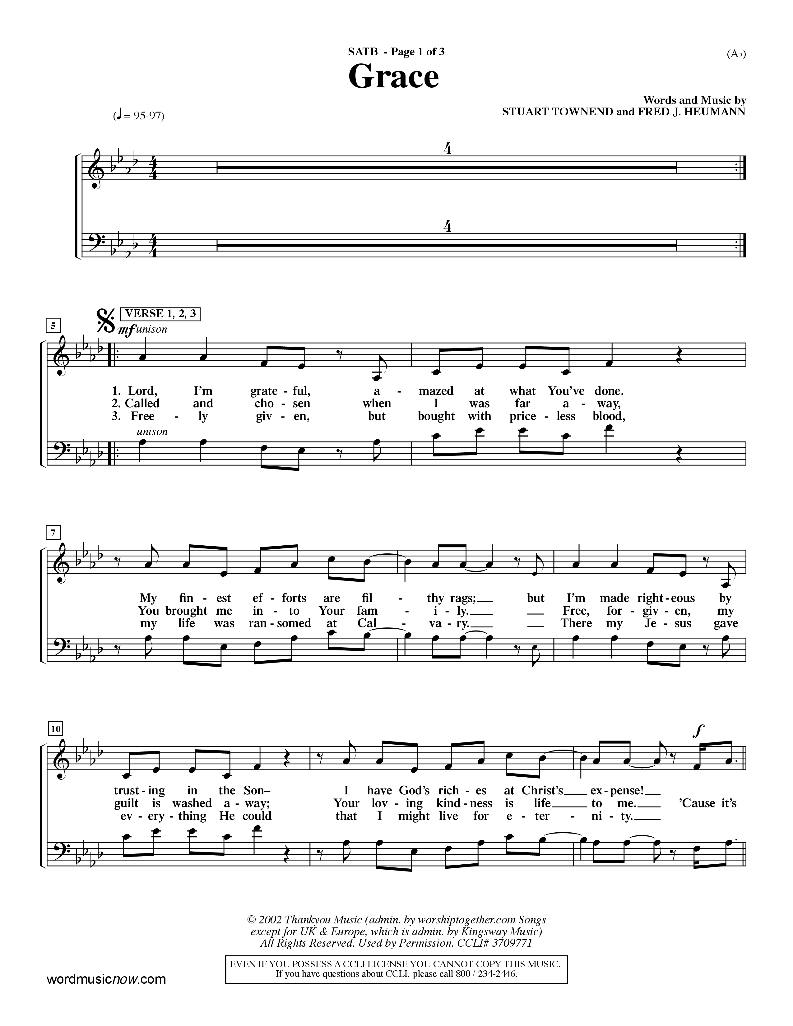 Grace (Choral Anthem SATB) Choir Sheet (SATB) (Word Music Choral / Orch. Dave Williamson)
