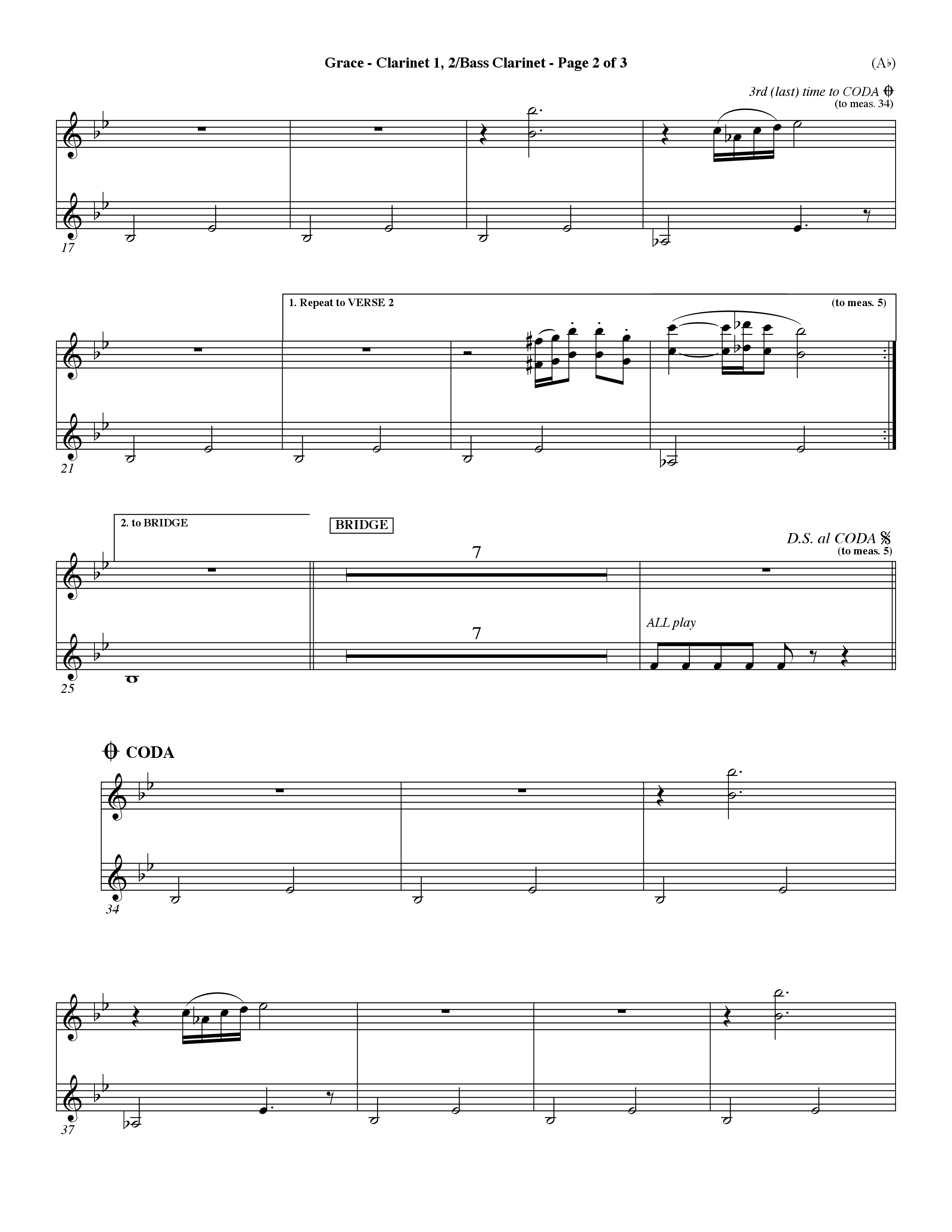 Grace (Choral Anthem SATB) Clarinet 1/2, Bass Clarinet (Word Music Choral / Orch. Dave Williamson)