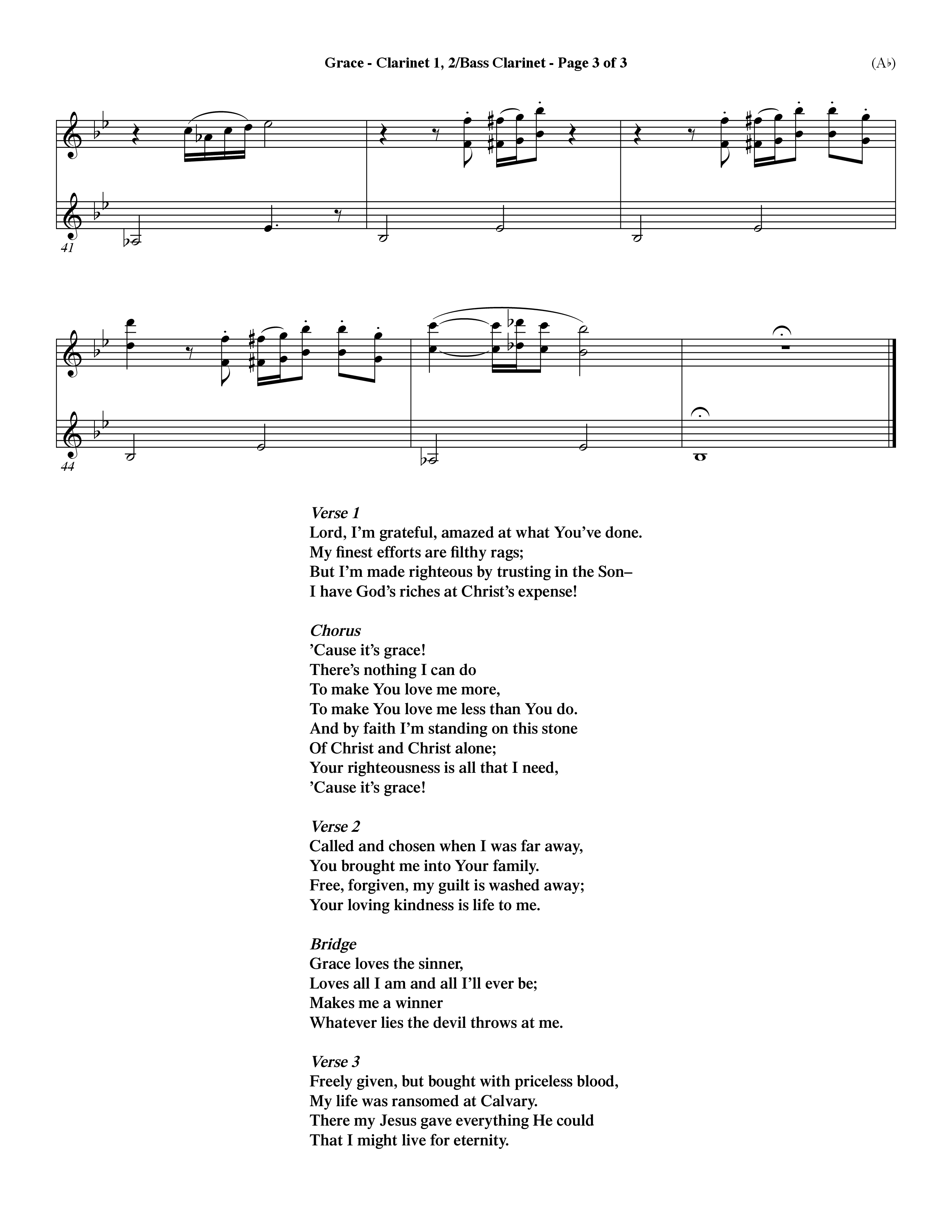 Grace (Choral Anthem SATB) Clarinet 1/2, Bass Clarinet (Word Music Choral / Orch. Dave Williamson)