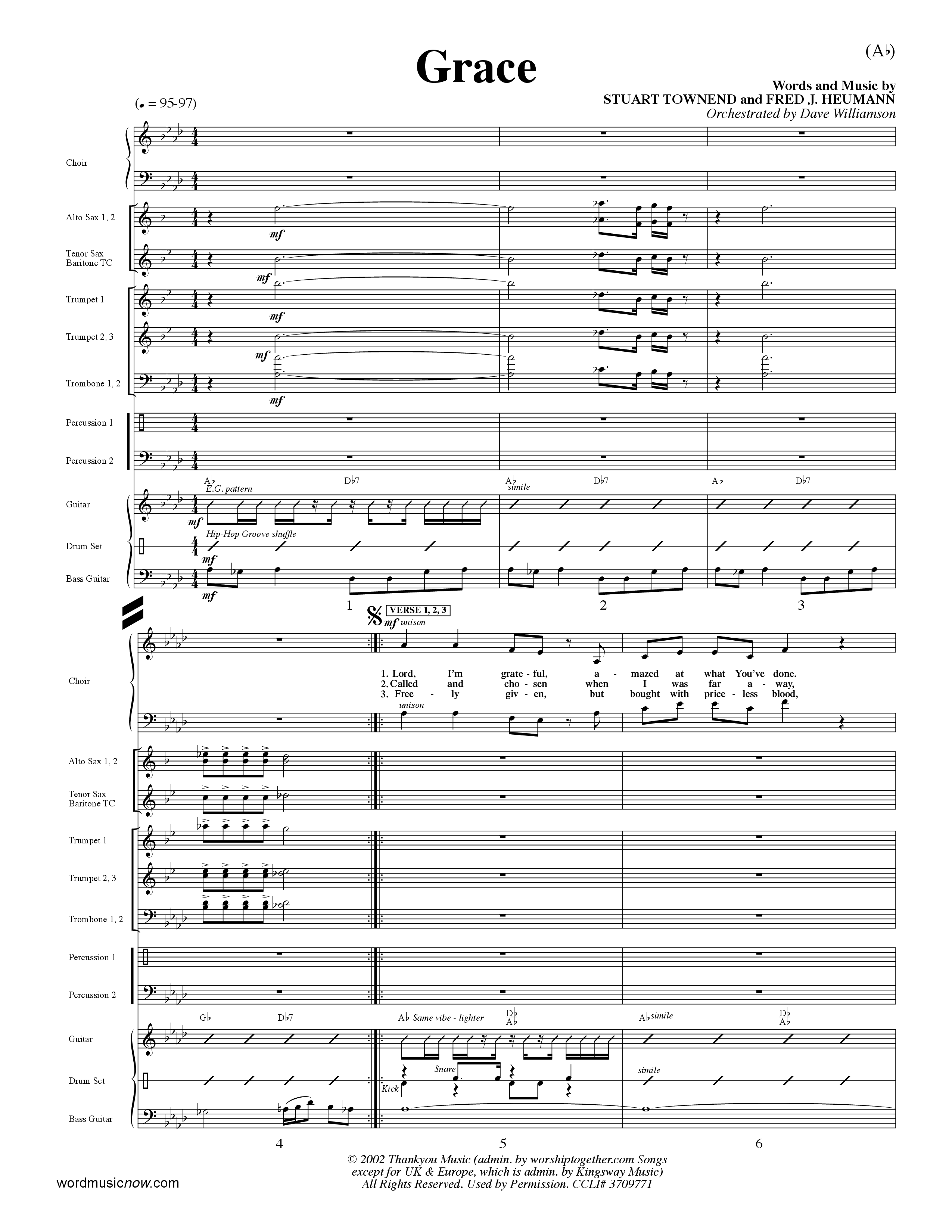 Grace (Choral Anthem SATB) PraiseBand (incl. Brass) (Word Music Choral / Orch. Dave Williamson)