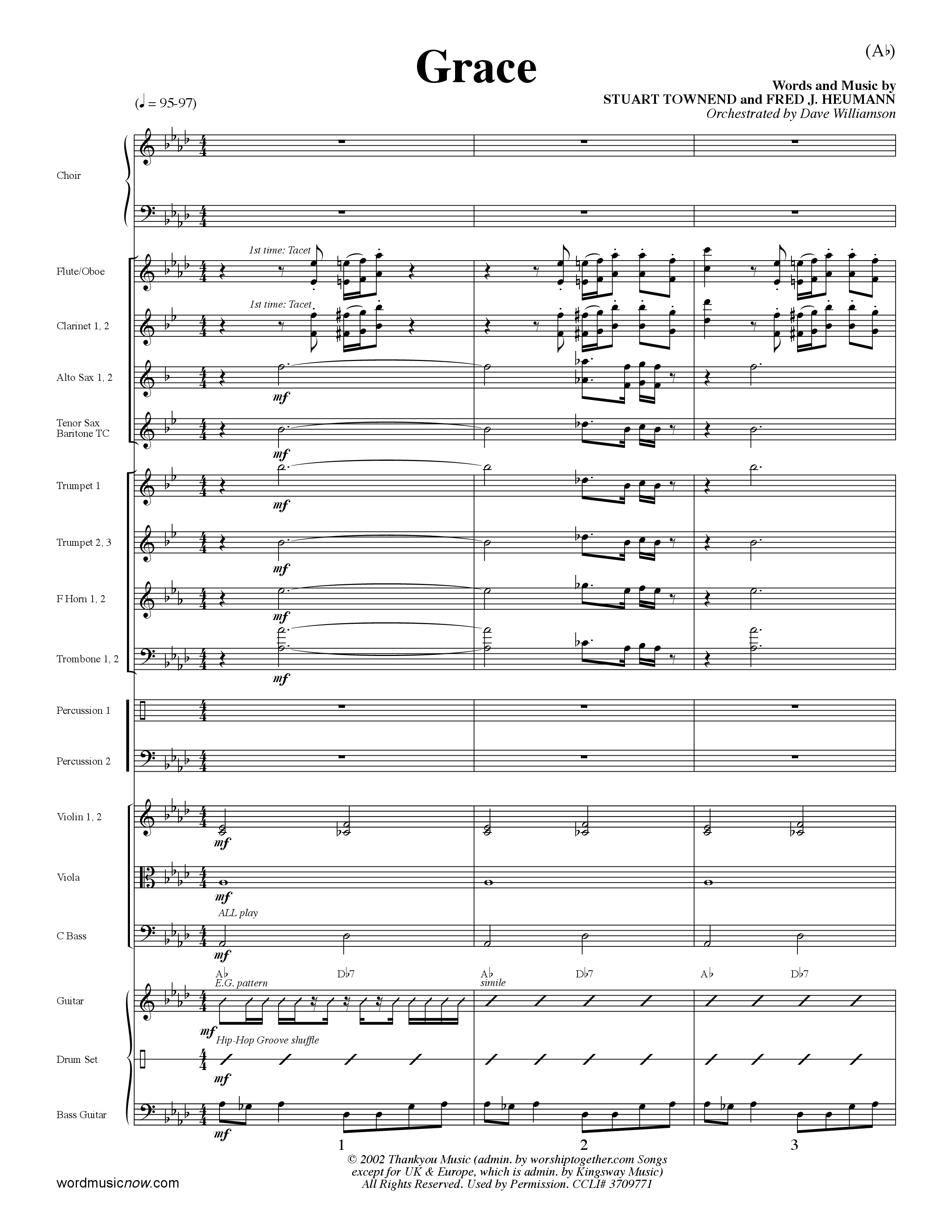 Grace (Choral Anthem SATB) Orchestration (Word Music Choral / Orch. Dave Williamson)