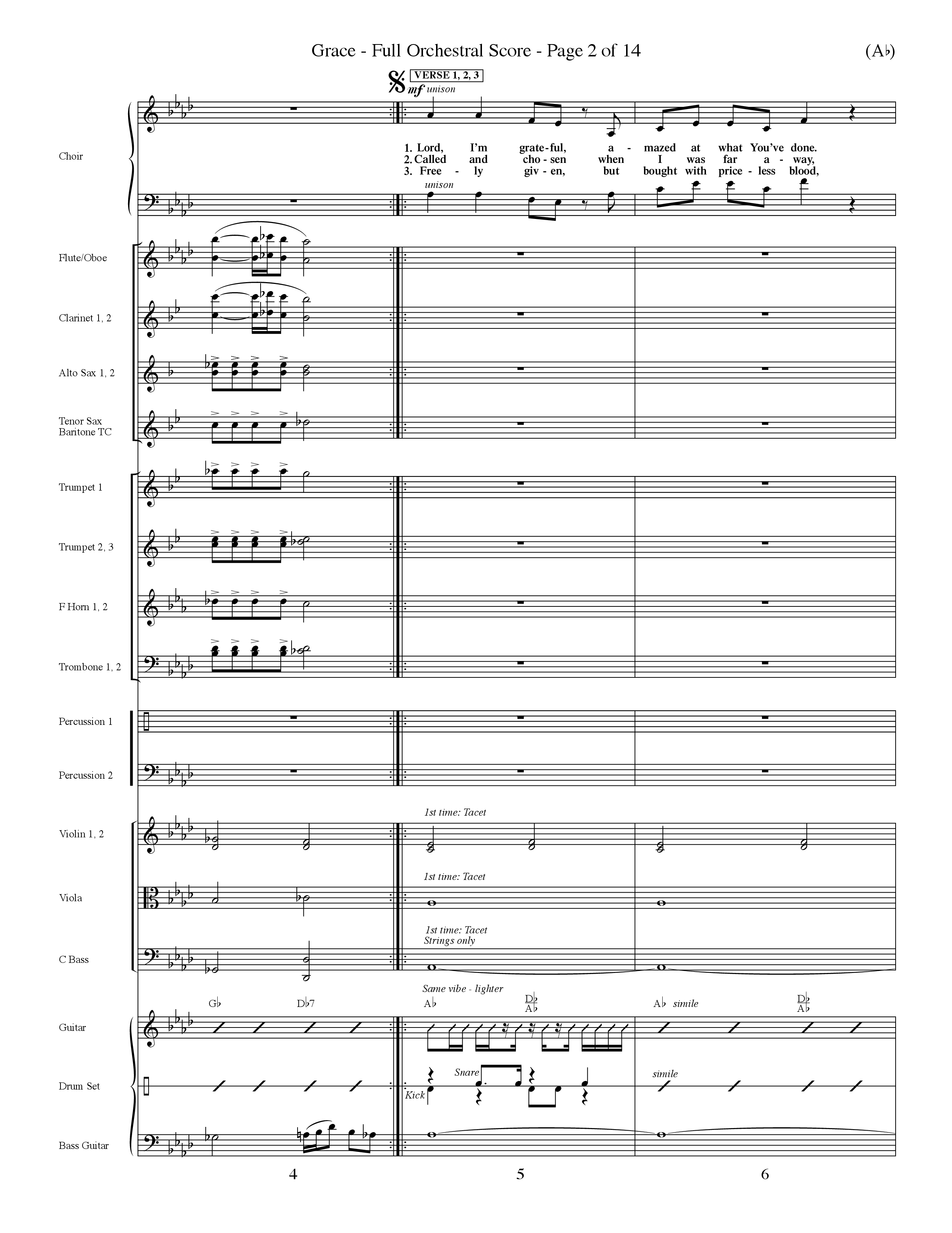 Grace (Choral Anthem SATB) Orchestration (Word Music Choral / Orch. Dave Williamson)