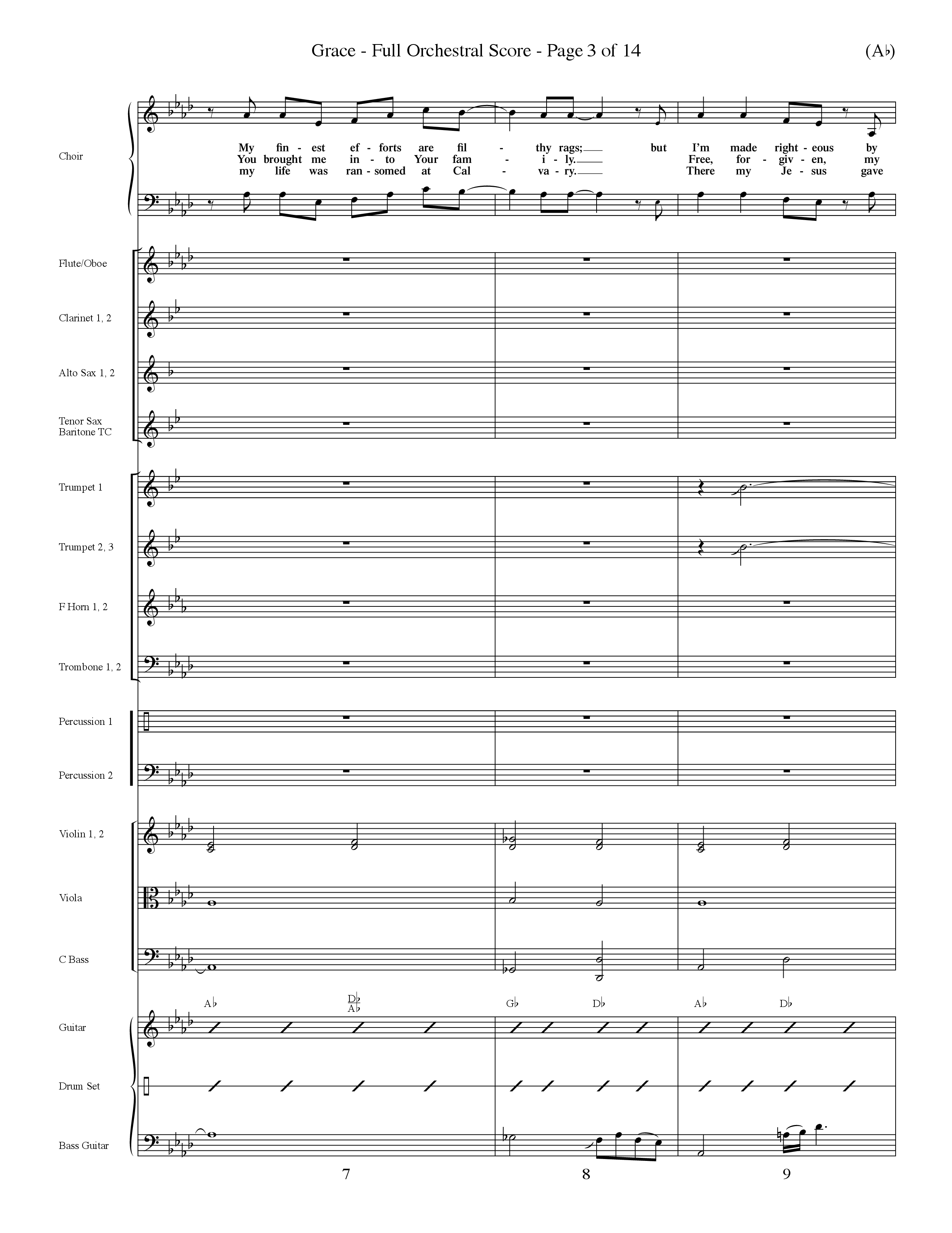 Grace (Choral Anthem SATB) Orchestration (Word Music Choral / Orch. Dave Williamson)