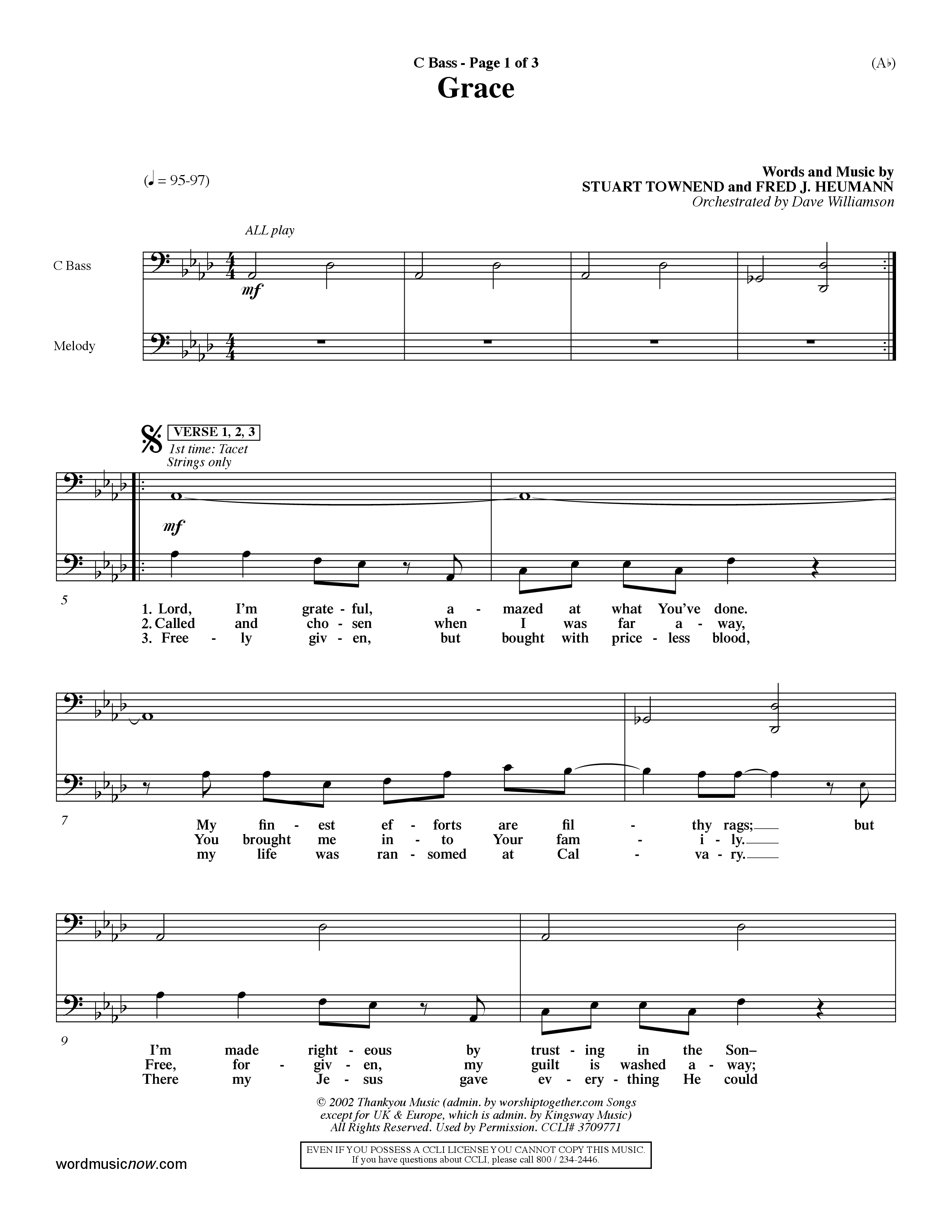 Grace (Choral Anthem SATB) Contrabass (Word Music Choral / Orch. Dave Williamson)
