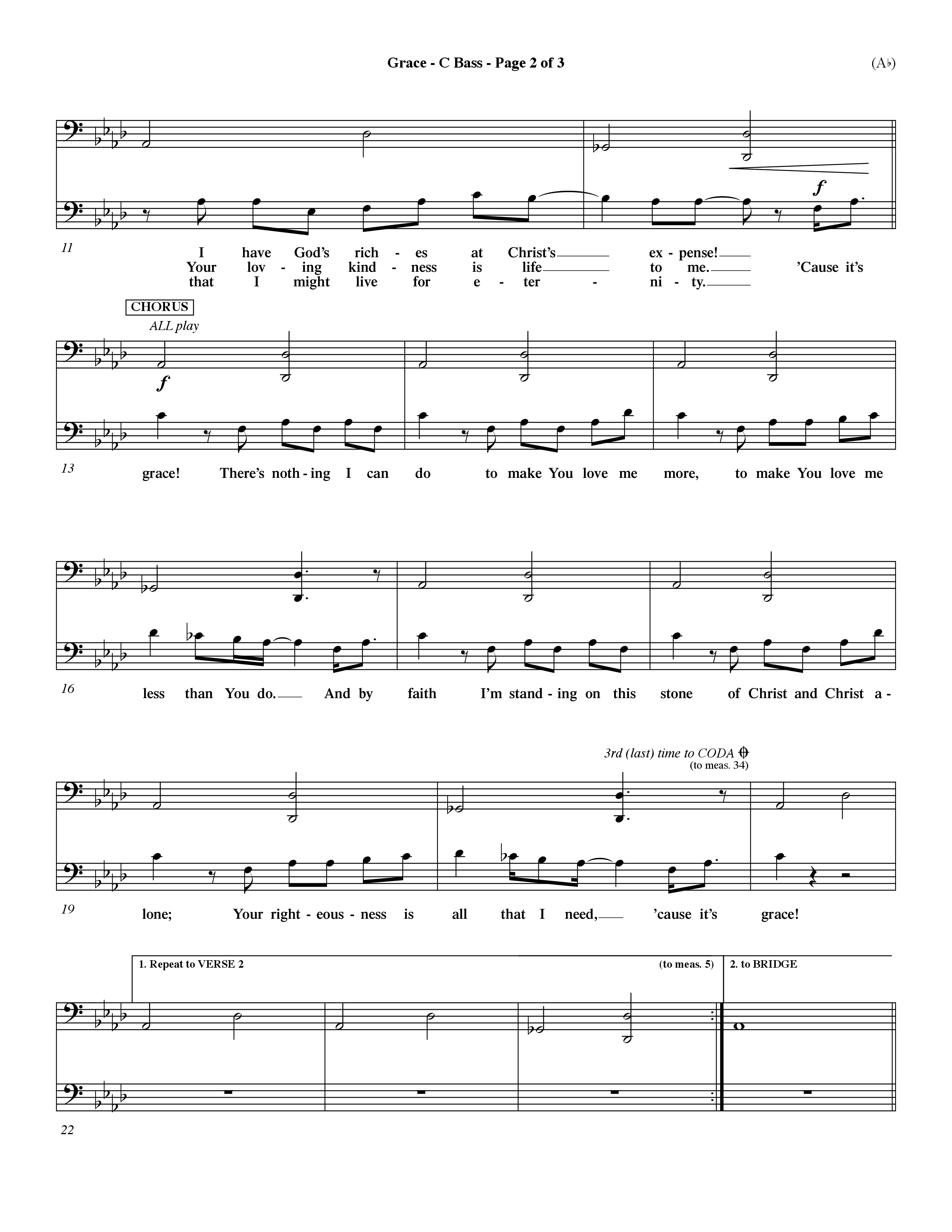 Grace (Choral Anthem SATB) Contrabass (Word Music Choral / Orch. Dave Williamson)
