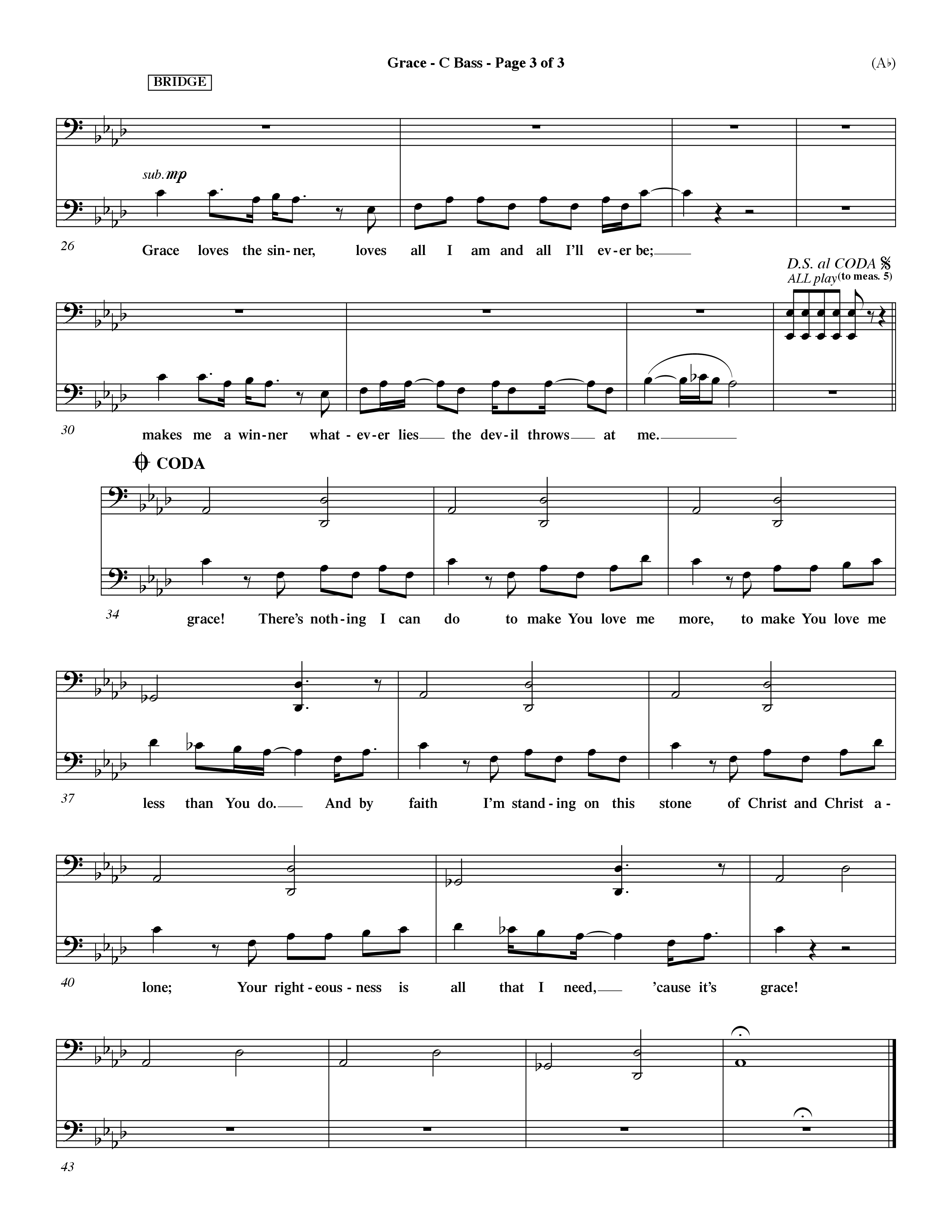 Grace (Choral Anthem SATB) Contrabass (Word Music Choral / Orch. Dave Williamson)