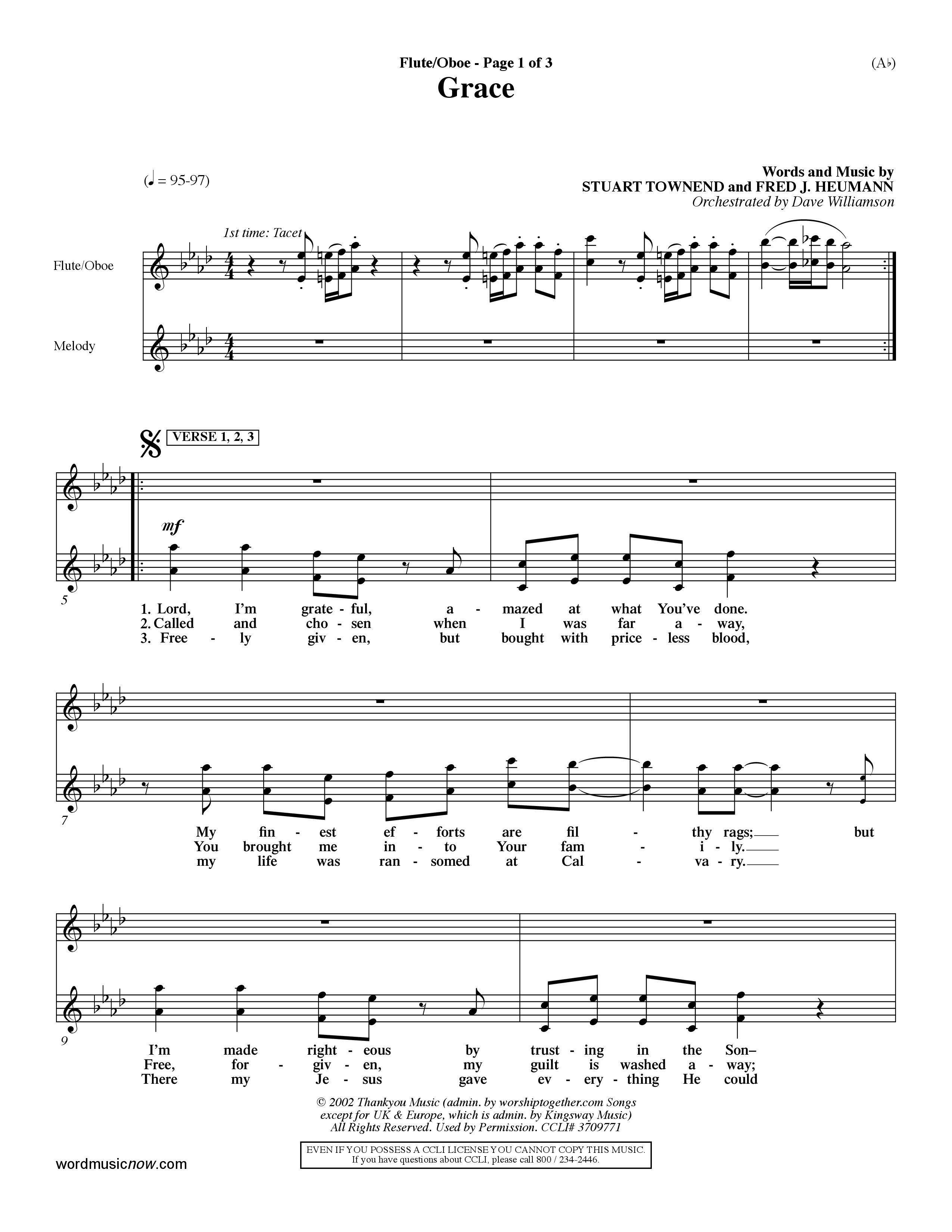 Grace (Choral Anthem SATB) Flute/Oboe (Word Music Choral / Orch. Dave Williamson)