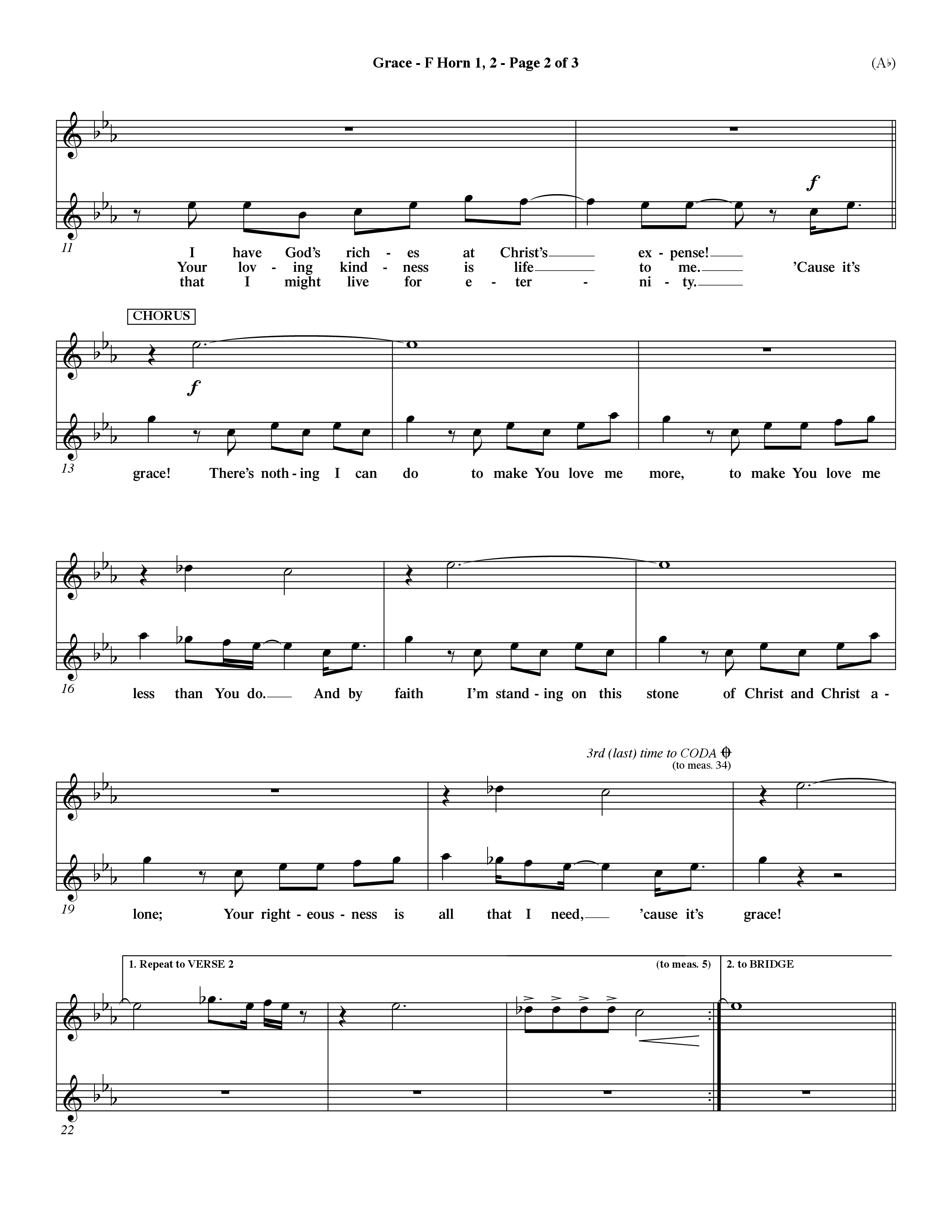 Grace (Choral Anthem SATB) French Horn (Word Music Choral / Orch. Dave Williamson)
