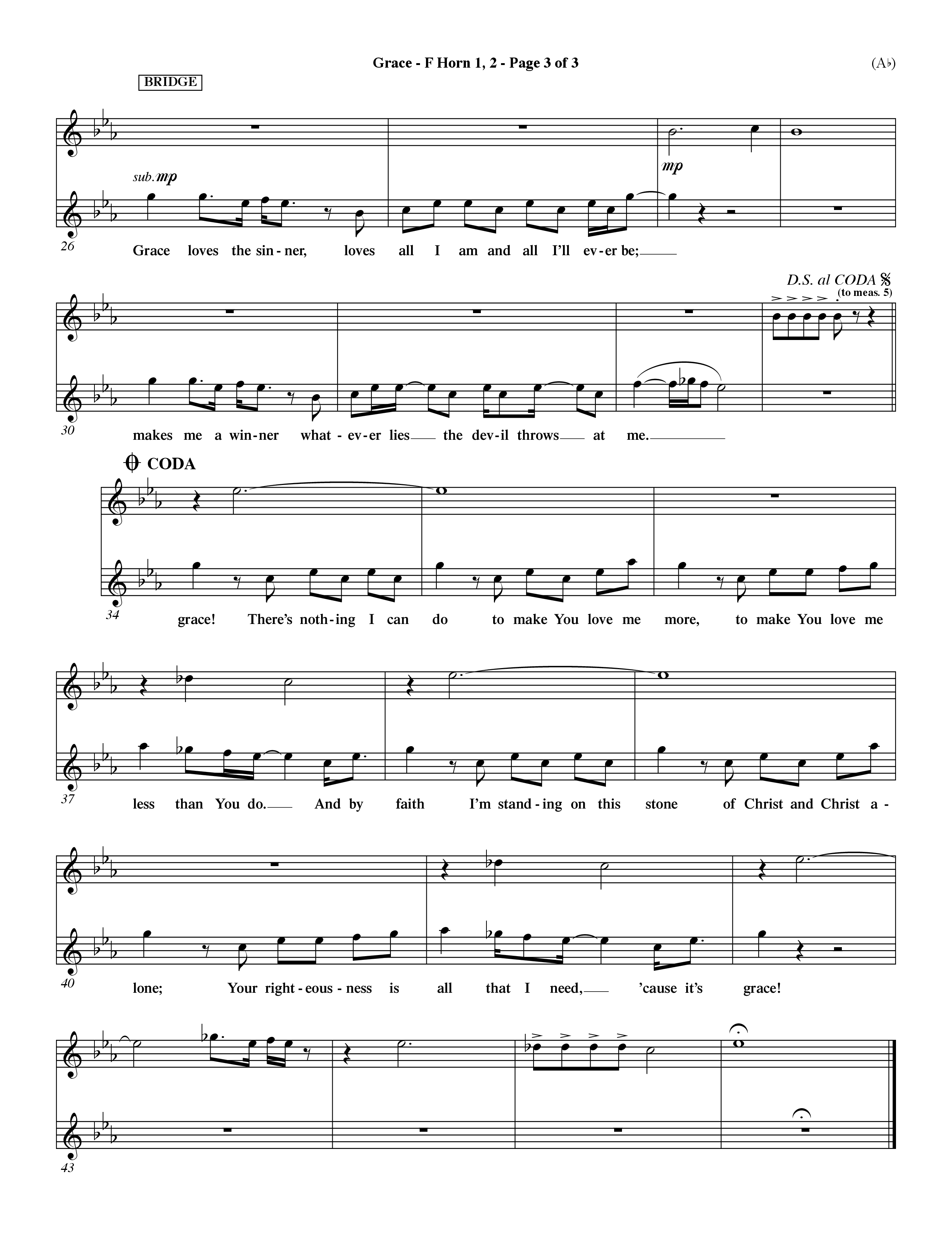 Grace (Choral Anthem SATB) French Horn (Word Music Choral / Orch. Dave Williamson)