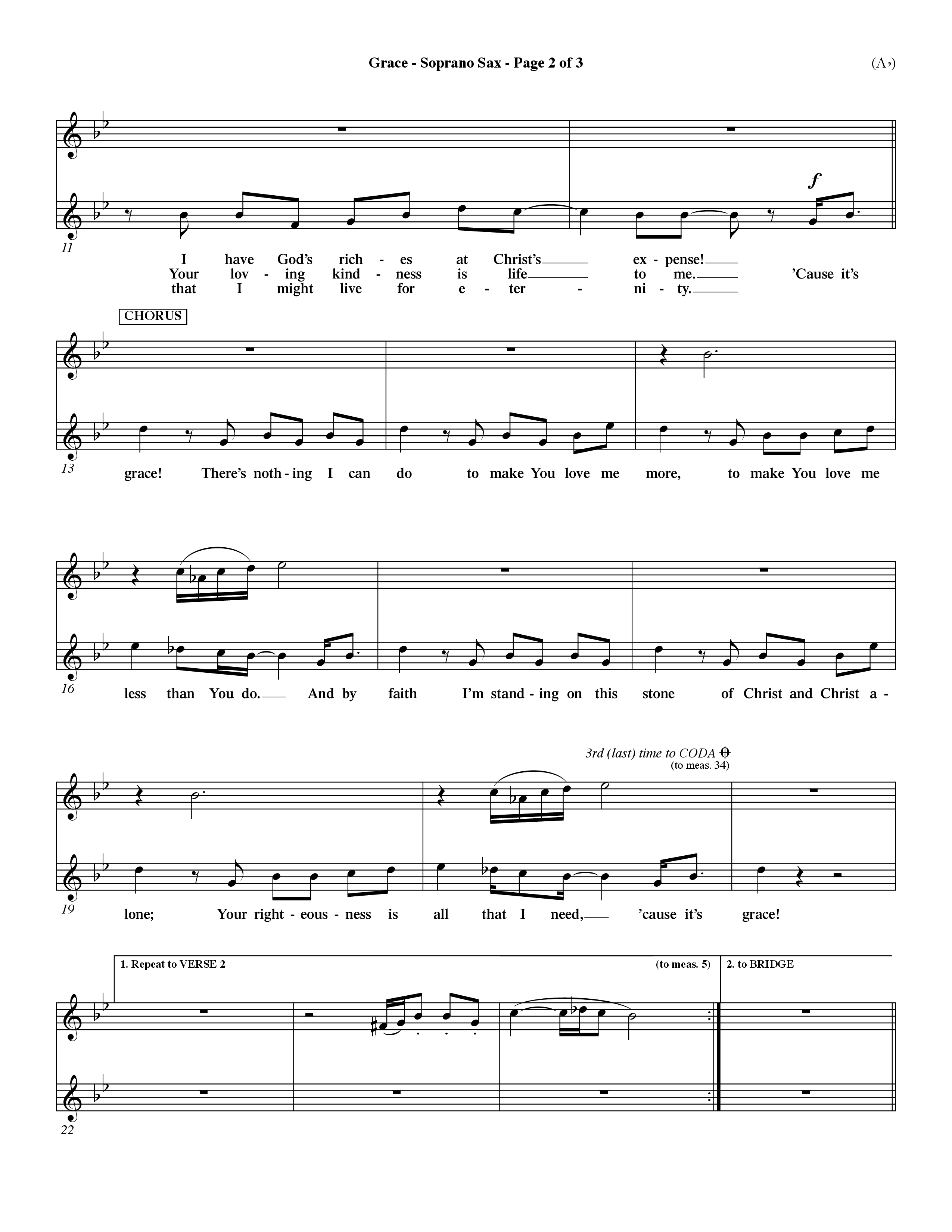 Grace (Choral Anthem SATB) Saxophone (Word Music Choral / Orch. Dave Williamson)