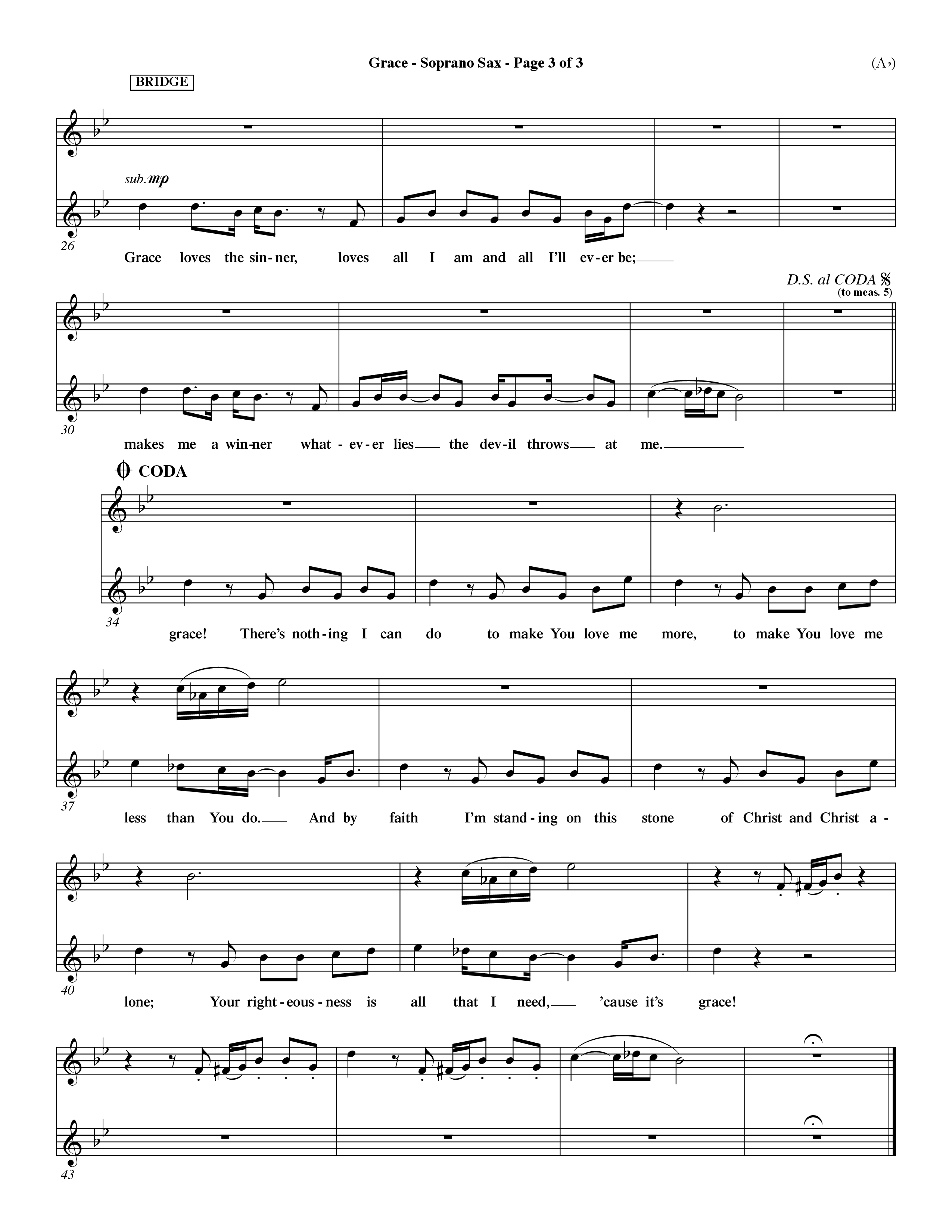 Grace (Choral Anthem SATB) Saxophone (Word Music Choral / Orch. Dave Williamson)