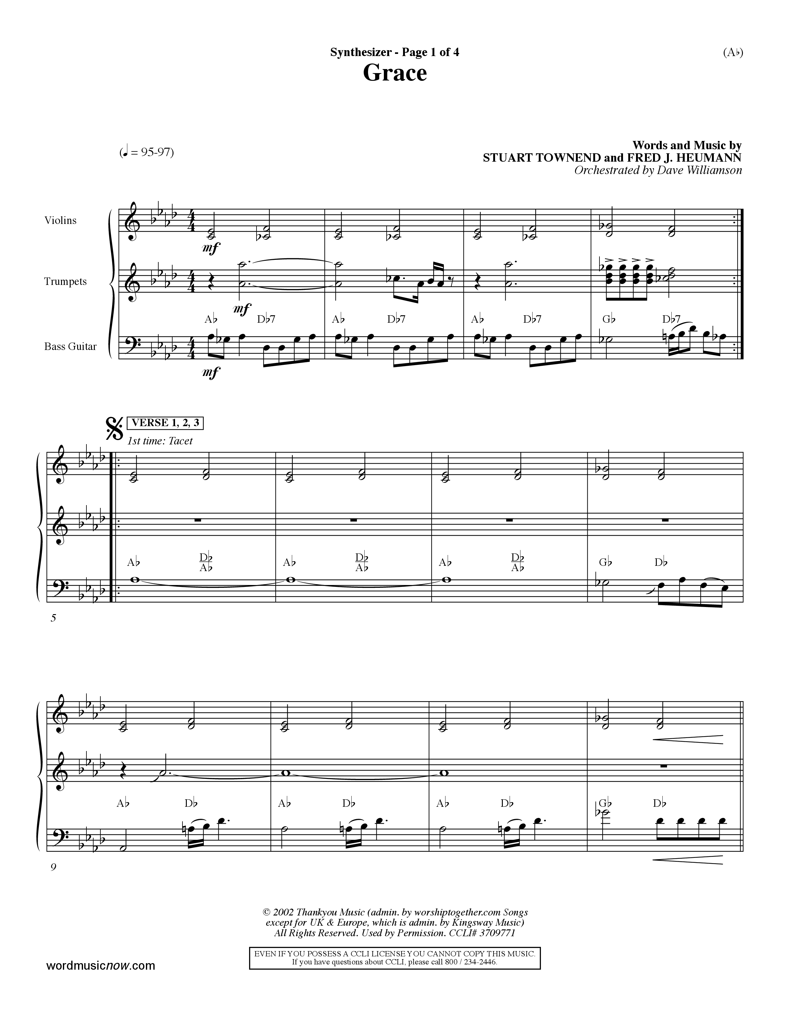 Grace (Choral Anthem SATB) Synth (Word Music Choral / Orch. Dave Williamson)