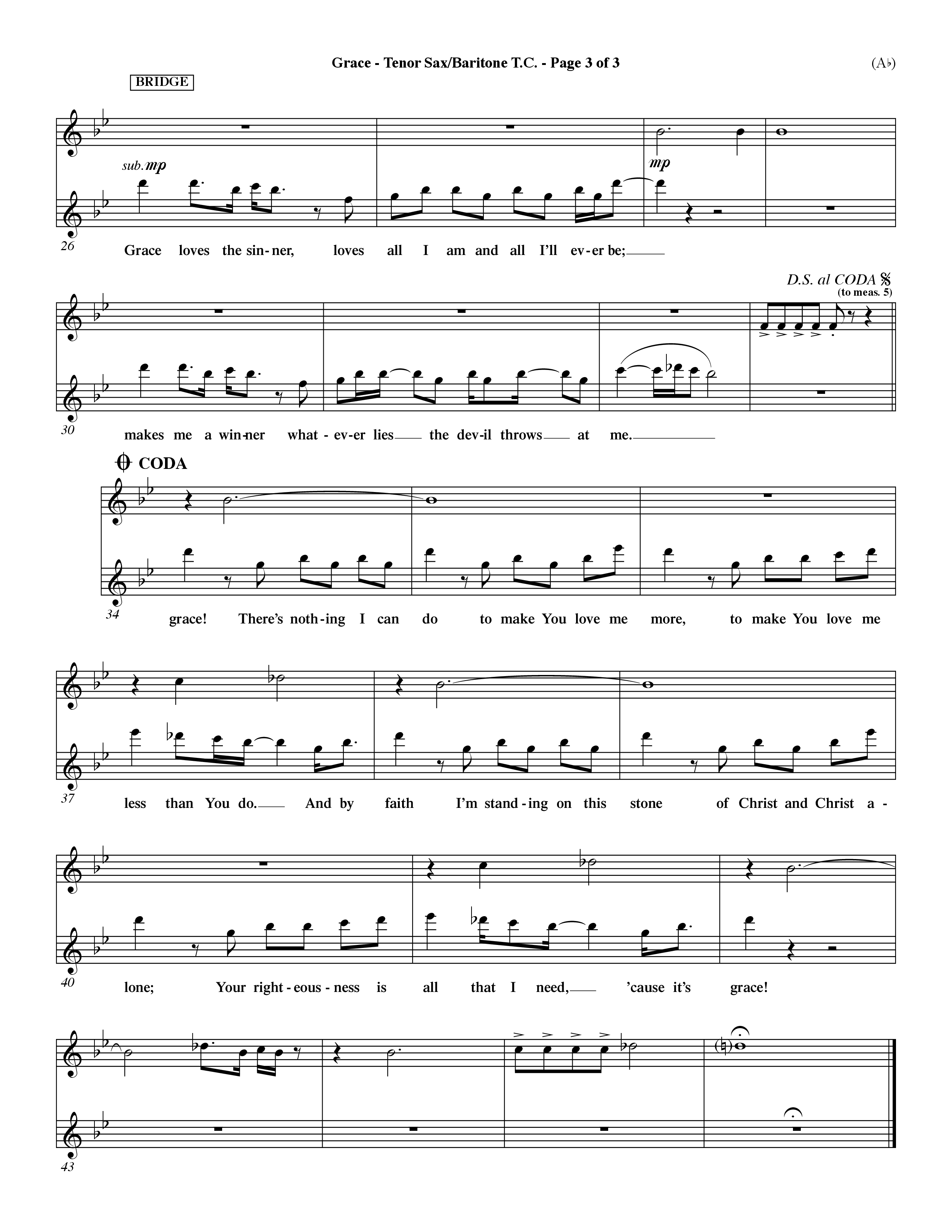 Grace (Choral Anthem SATB) Tenor Sax/Baritone T.C. (Word Music Choral / Orch. Dave Williamson)
