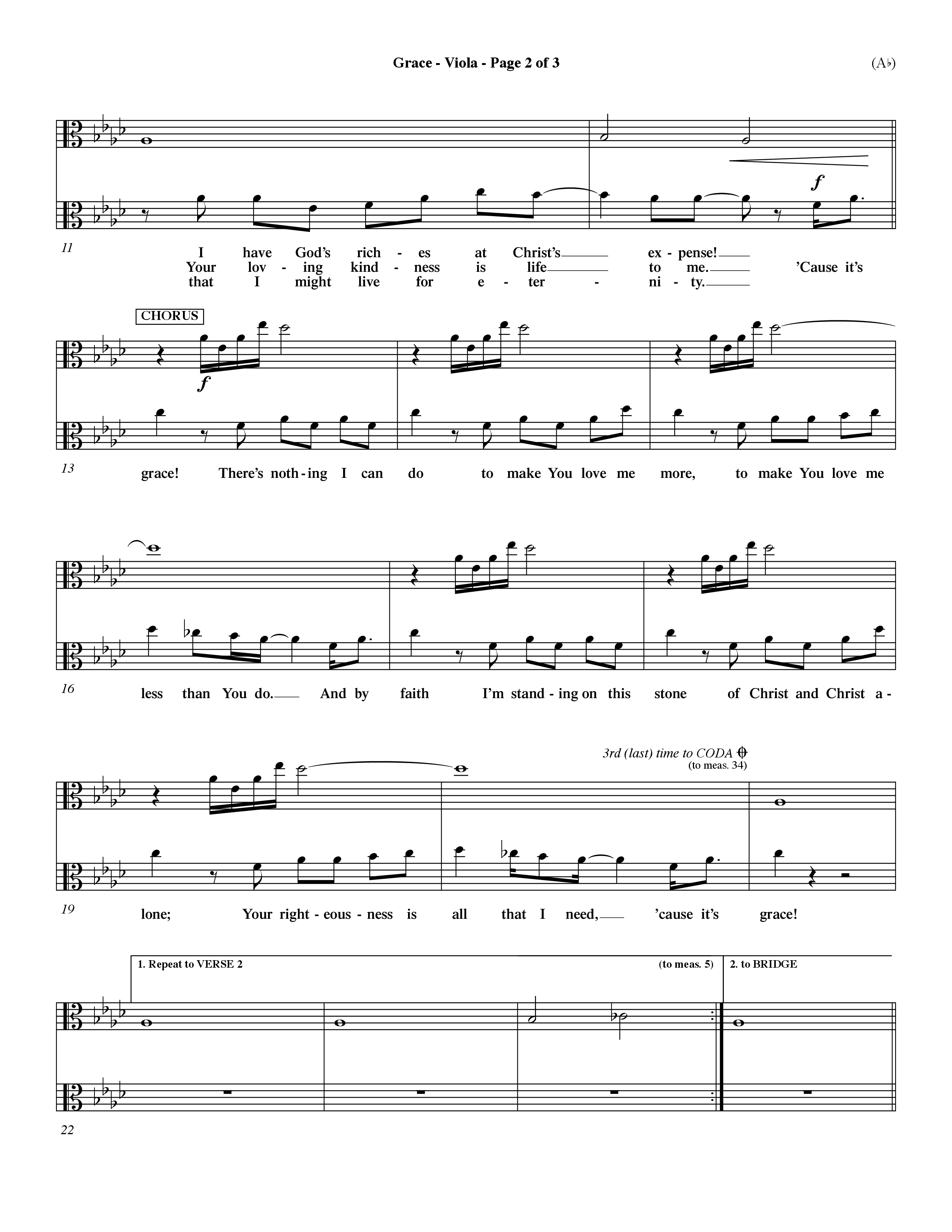 Grace (Choral Anthem SATB) Viola (Word Music Choral / Orch. Dave Williamson)