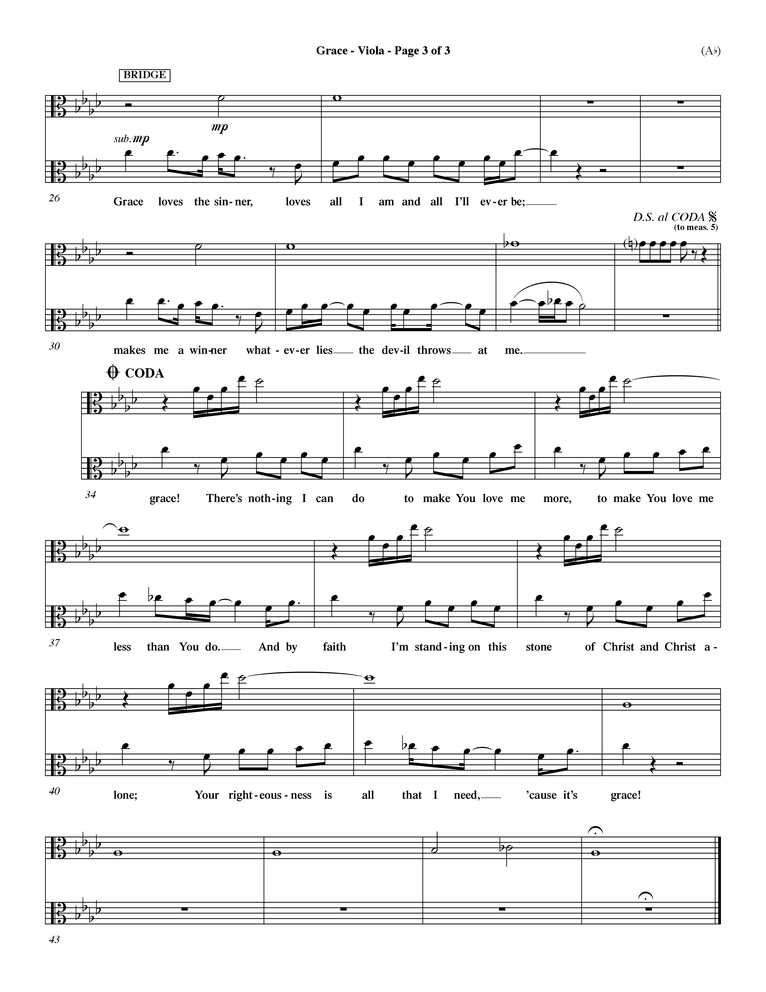 Grace (Choral Anthem SATB) Viola (Word Music Choral / Orch. Dave Williamson)