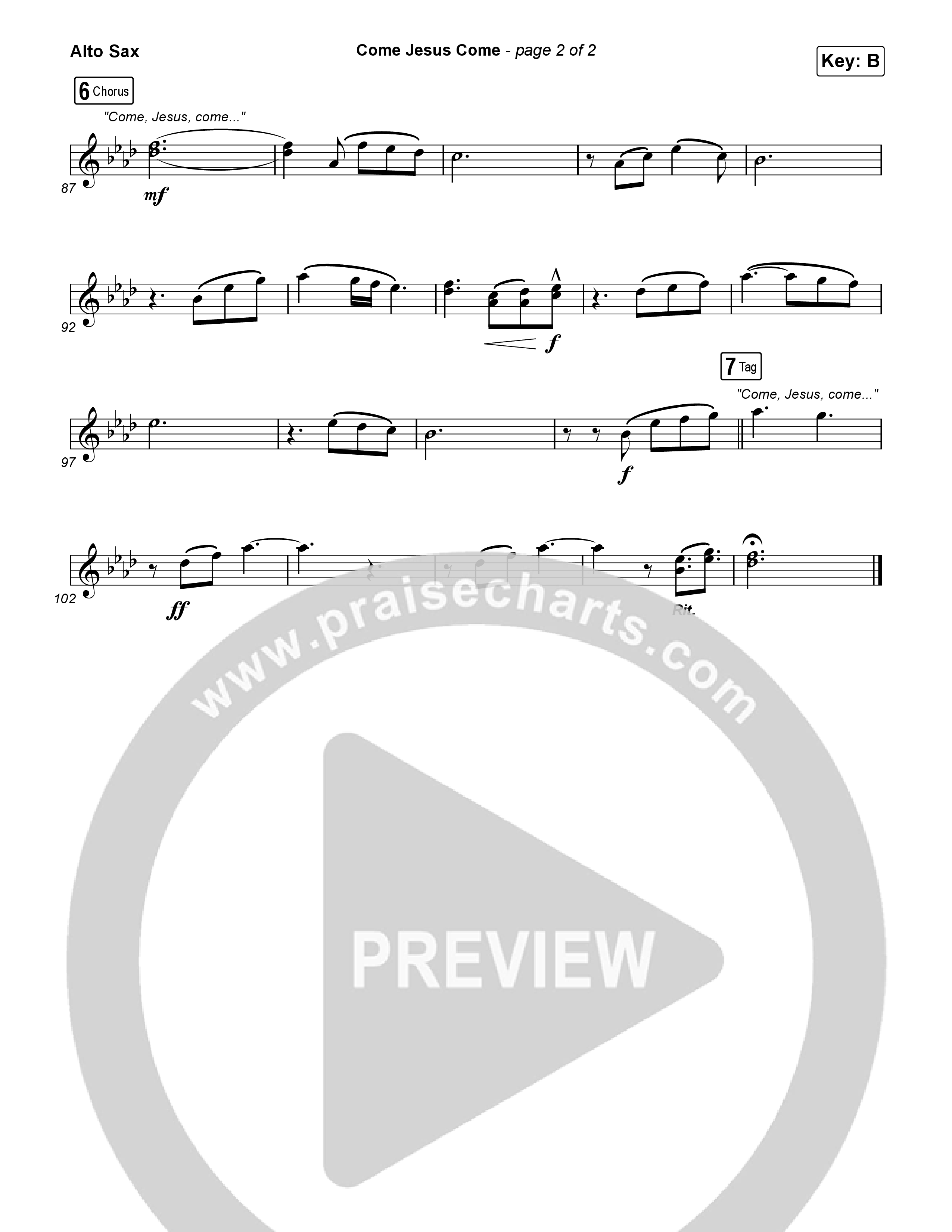 Come Jesus Come Sax Pack (CeCe Winans / Cody Johnson)