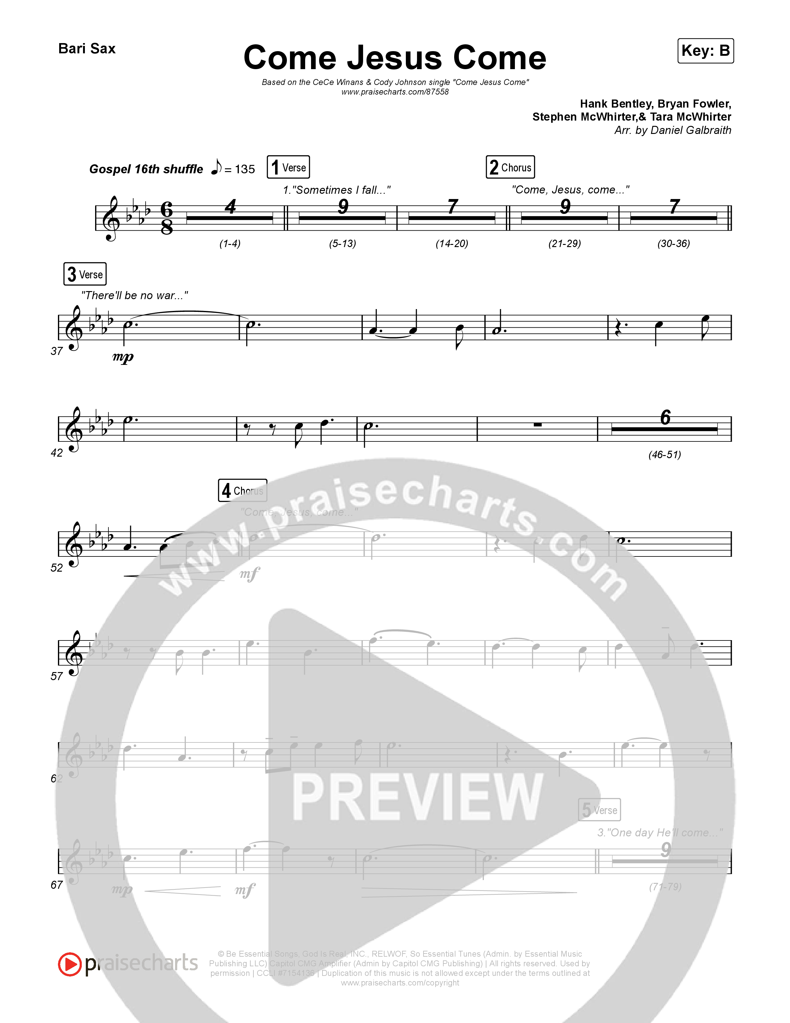 Come Jesus Come Bari Sax (CeCe Winans / Cody Johnson)