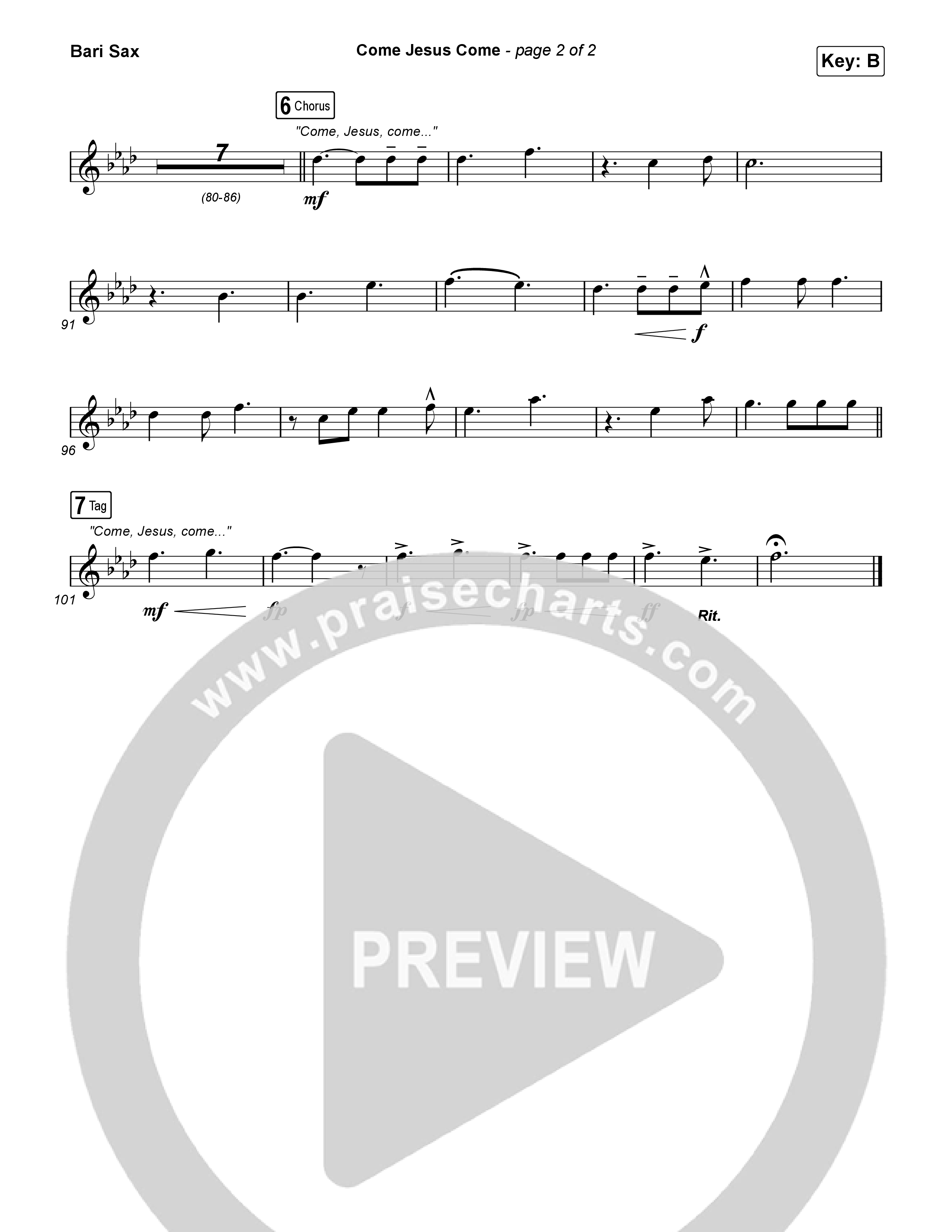 Come Jesus Come Bari Sax (CeCe Winans / Cody Johnson)