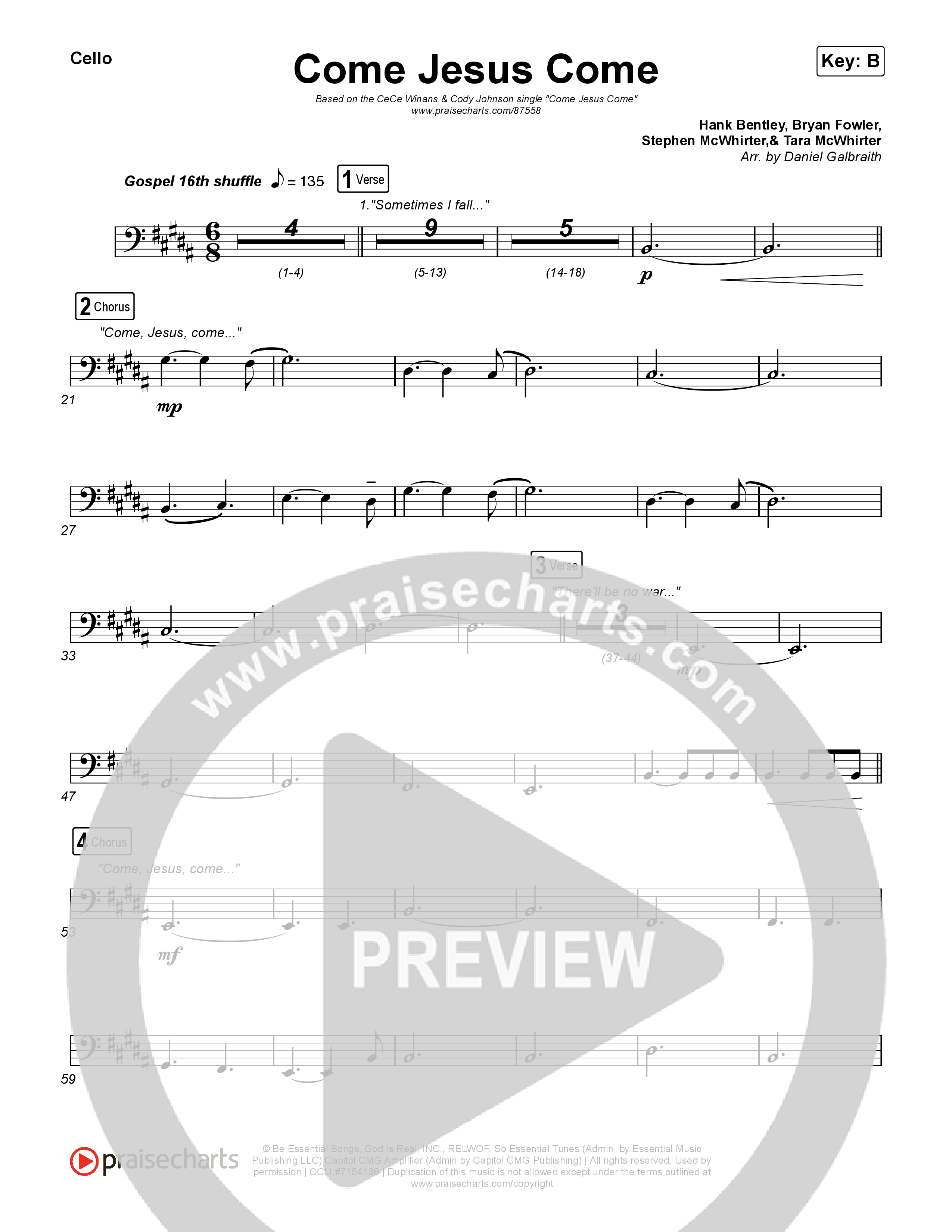 Come Jesus Come Cello (CeCe Winans / Cody Johnson)