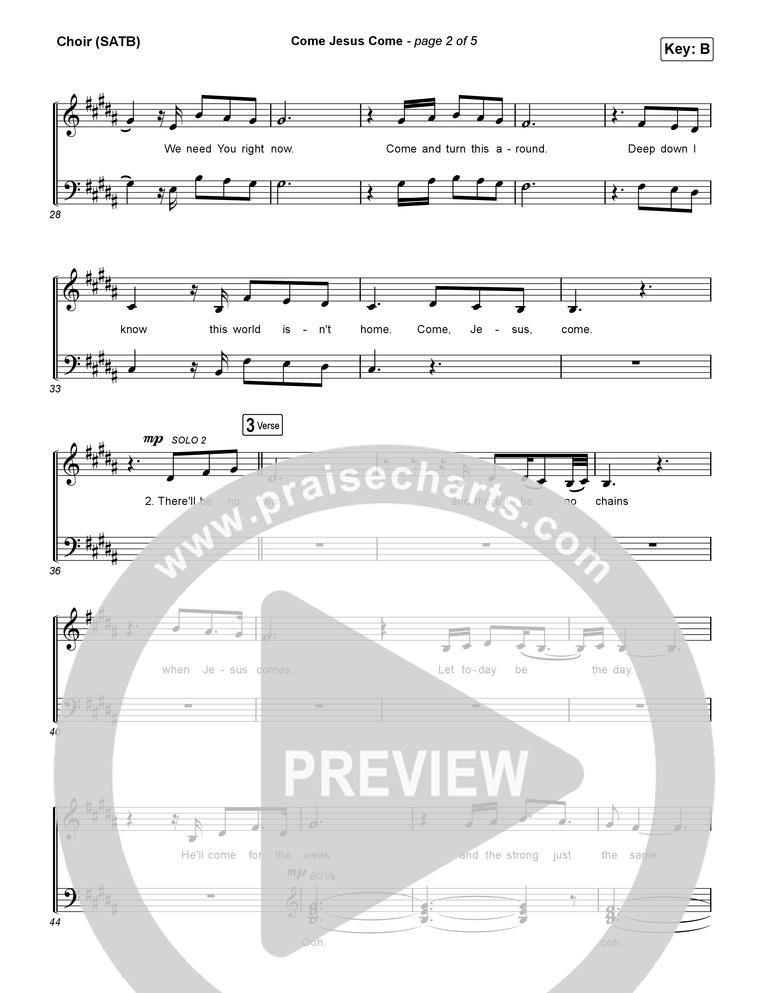 Come Jesus Come Choir Sheet (SATB) (CeCe Winans / Cody Johnson)