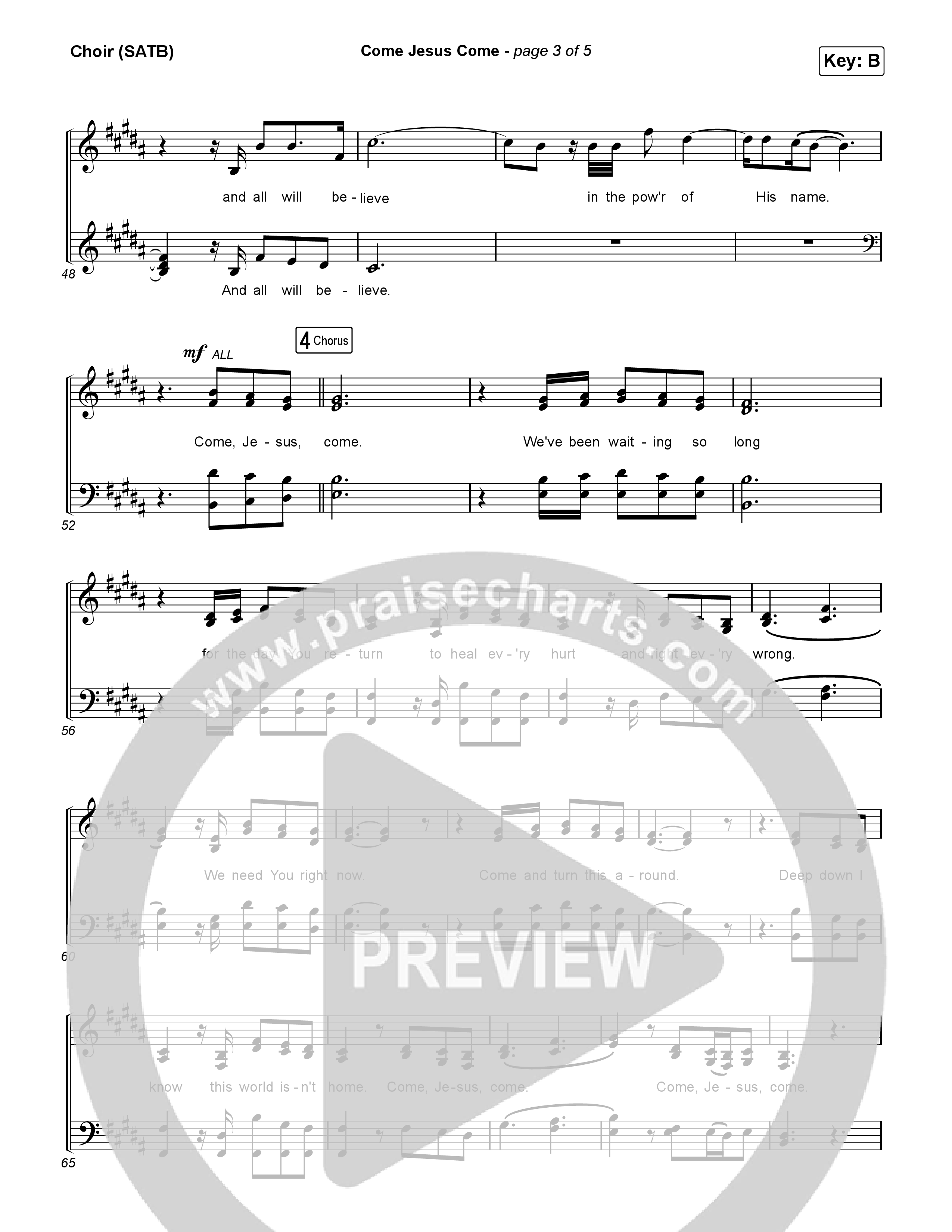Come Jesus Come Choir Sheet (SATB) (CeCe Winans / Cody Johnson)