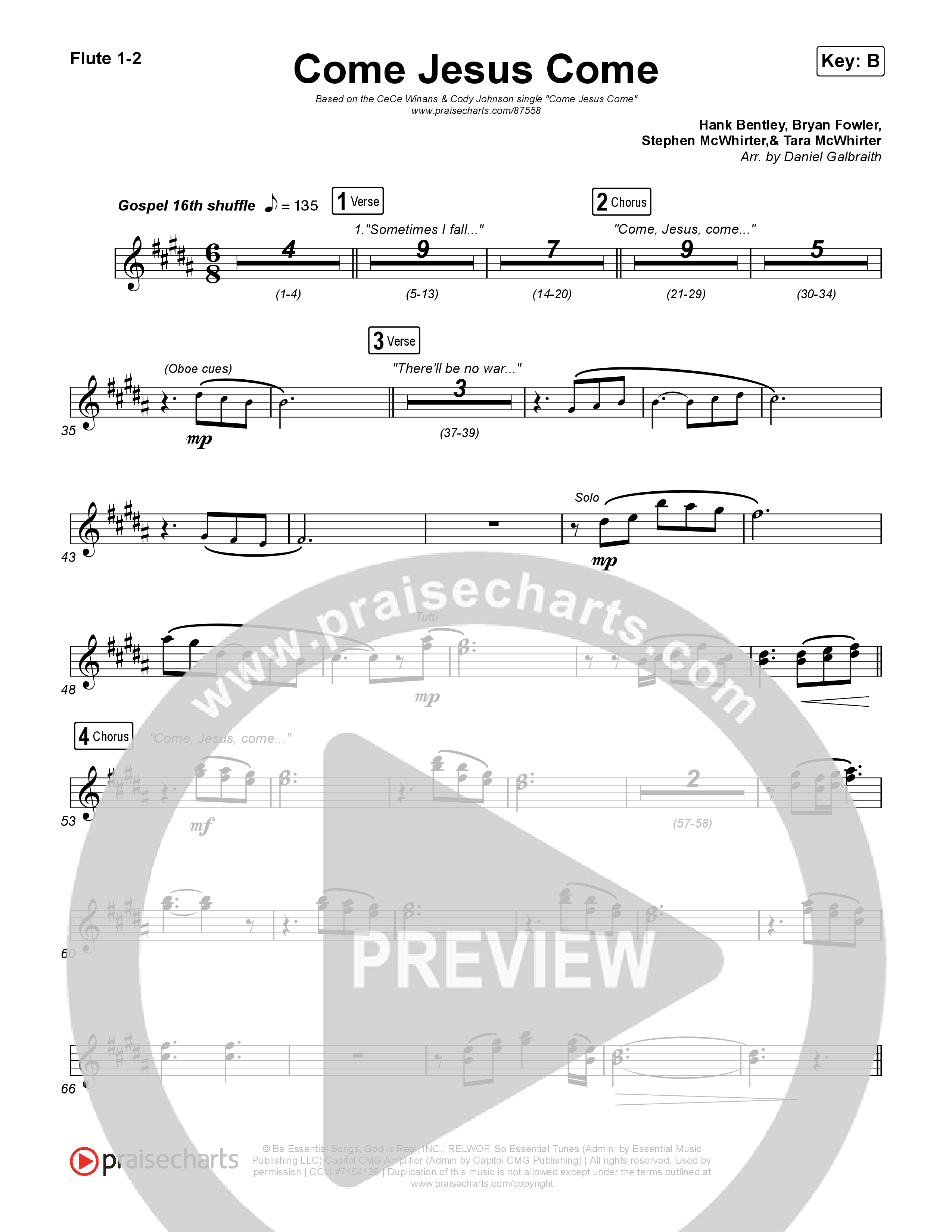 Come Jesus Come Flute 1,2 (CeCe Winans / Cody Johnson)