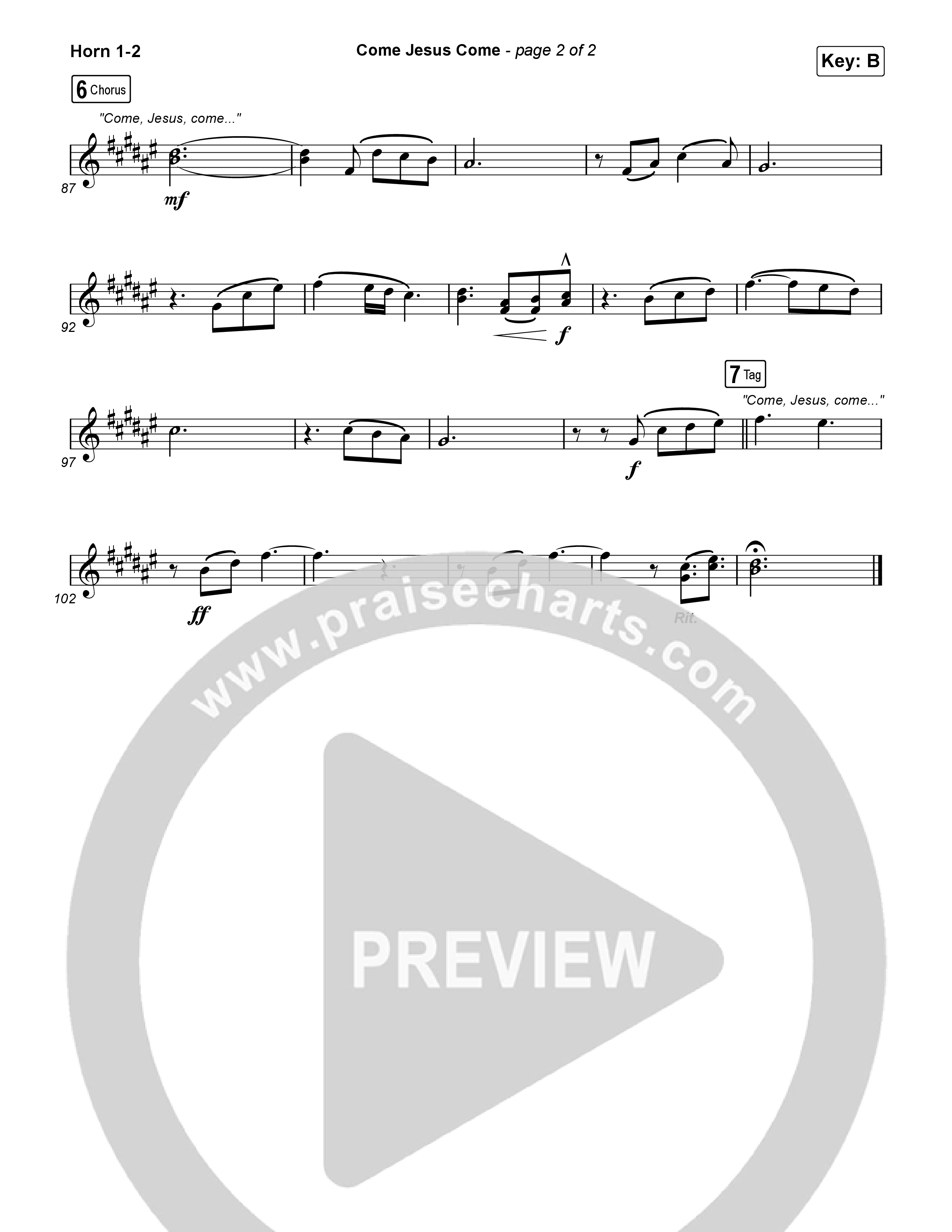 Come Jesus Come French Horn 1,2 (CeCe Winans / Cody Johnson)