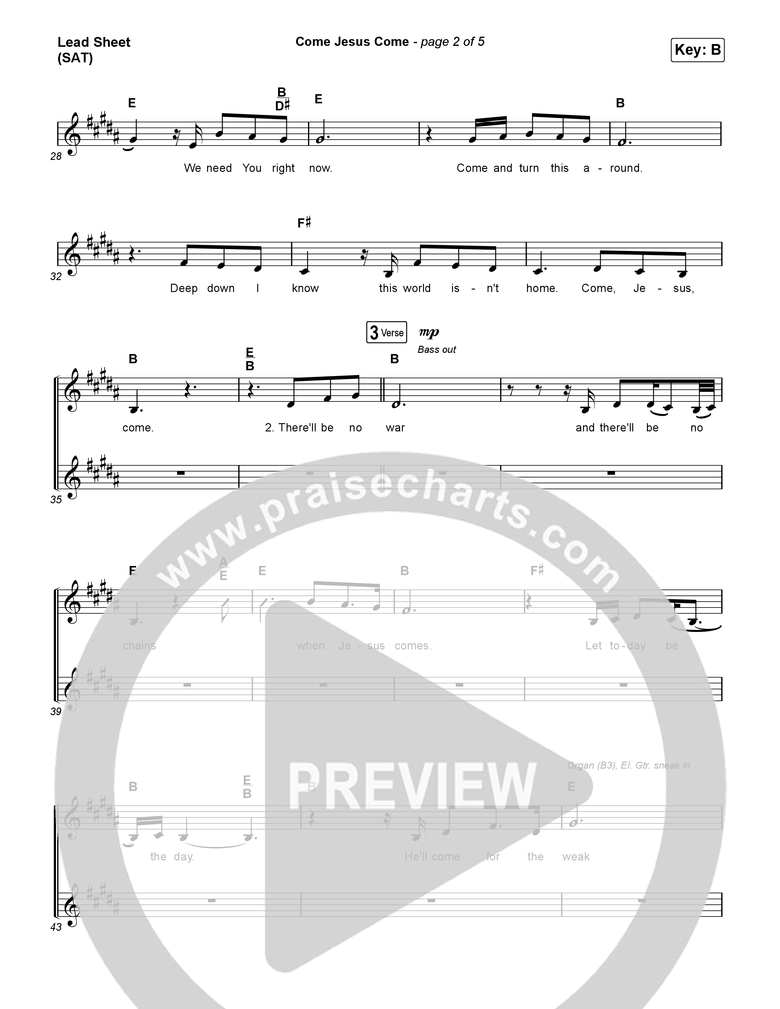 Come Jesus Come Lead Sheet (SAT) (CeCe Winans / Cody Johnson)