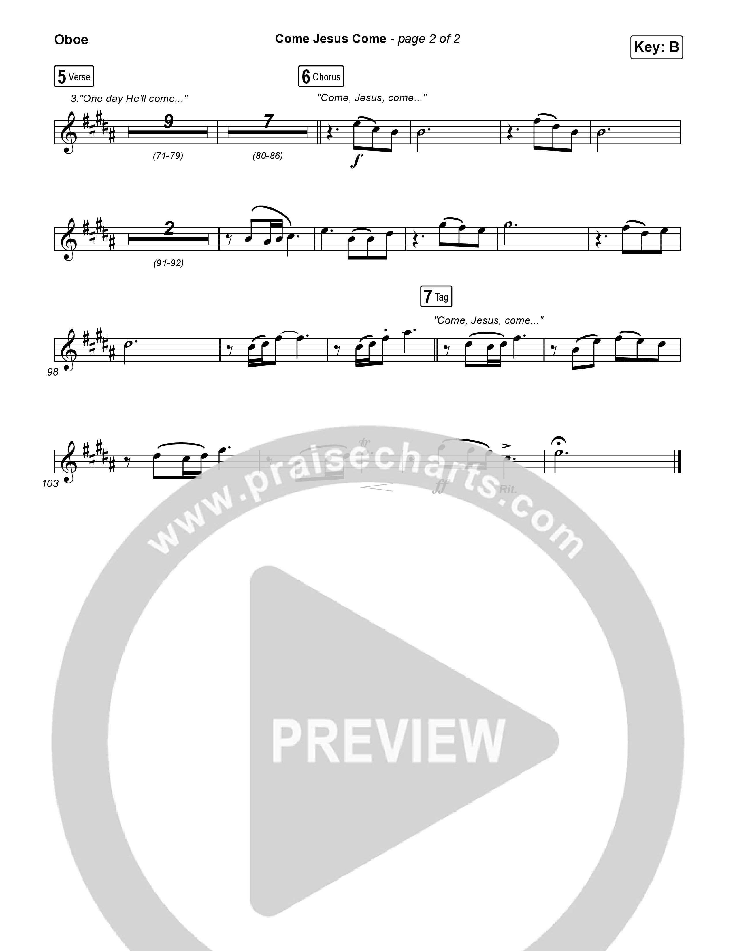 Come Jesus Come Oboe (CeCe Winans / Cody Johnson)