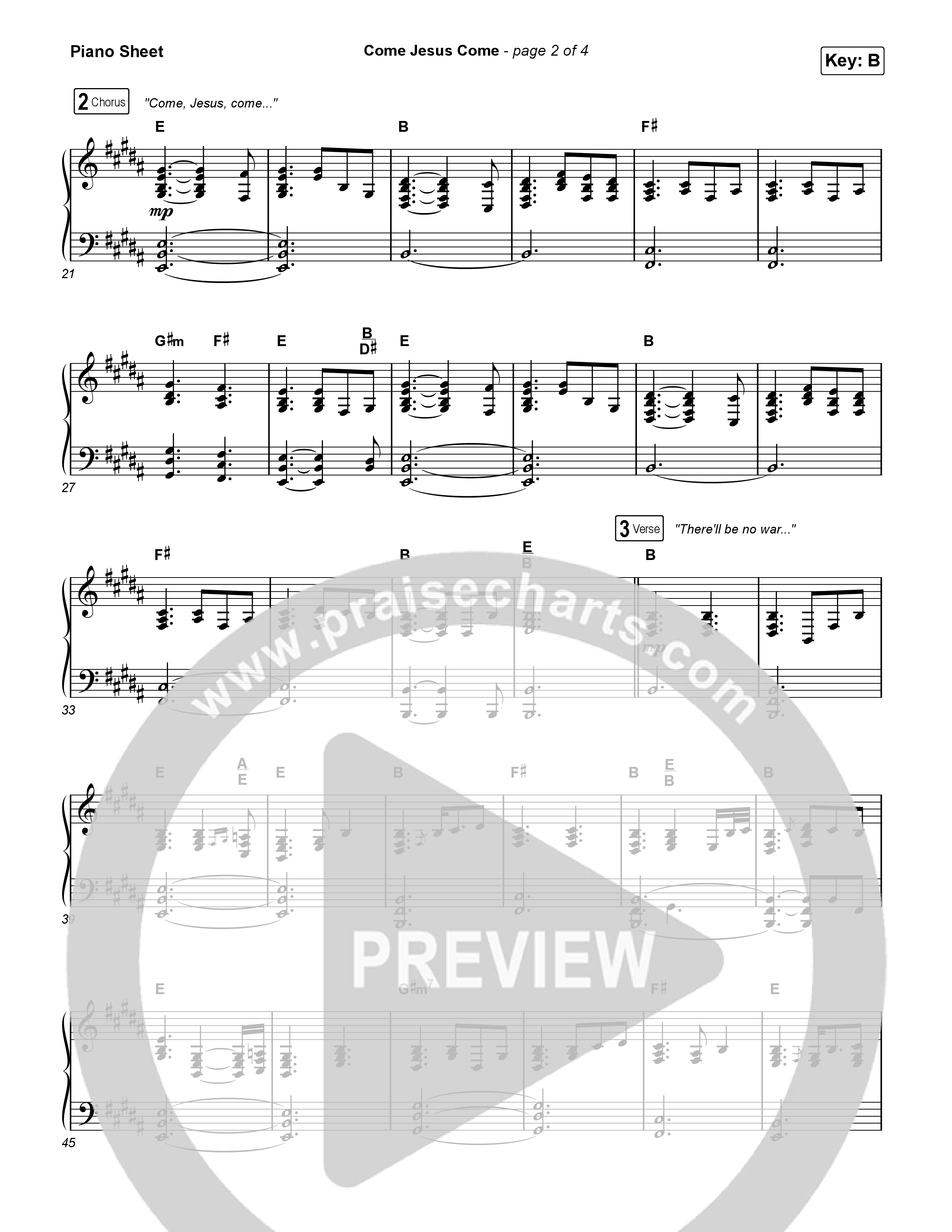 Come Jesus Come Piano Sheet (CeCe Winans / Cody Johnson)