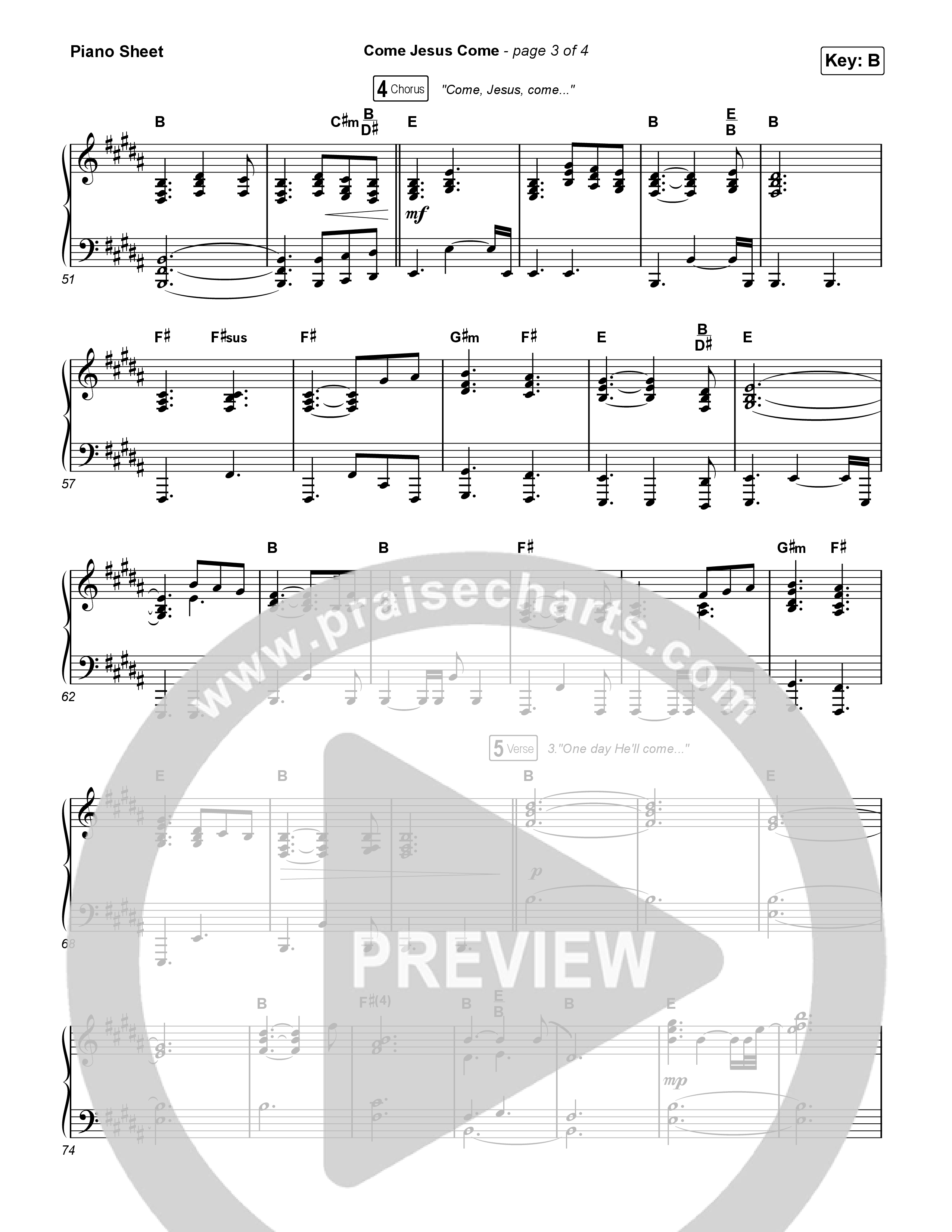 Come Jesus Come Piano Sheet (CeCe Winans / Cody Johnson)