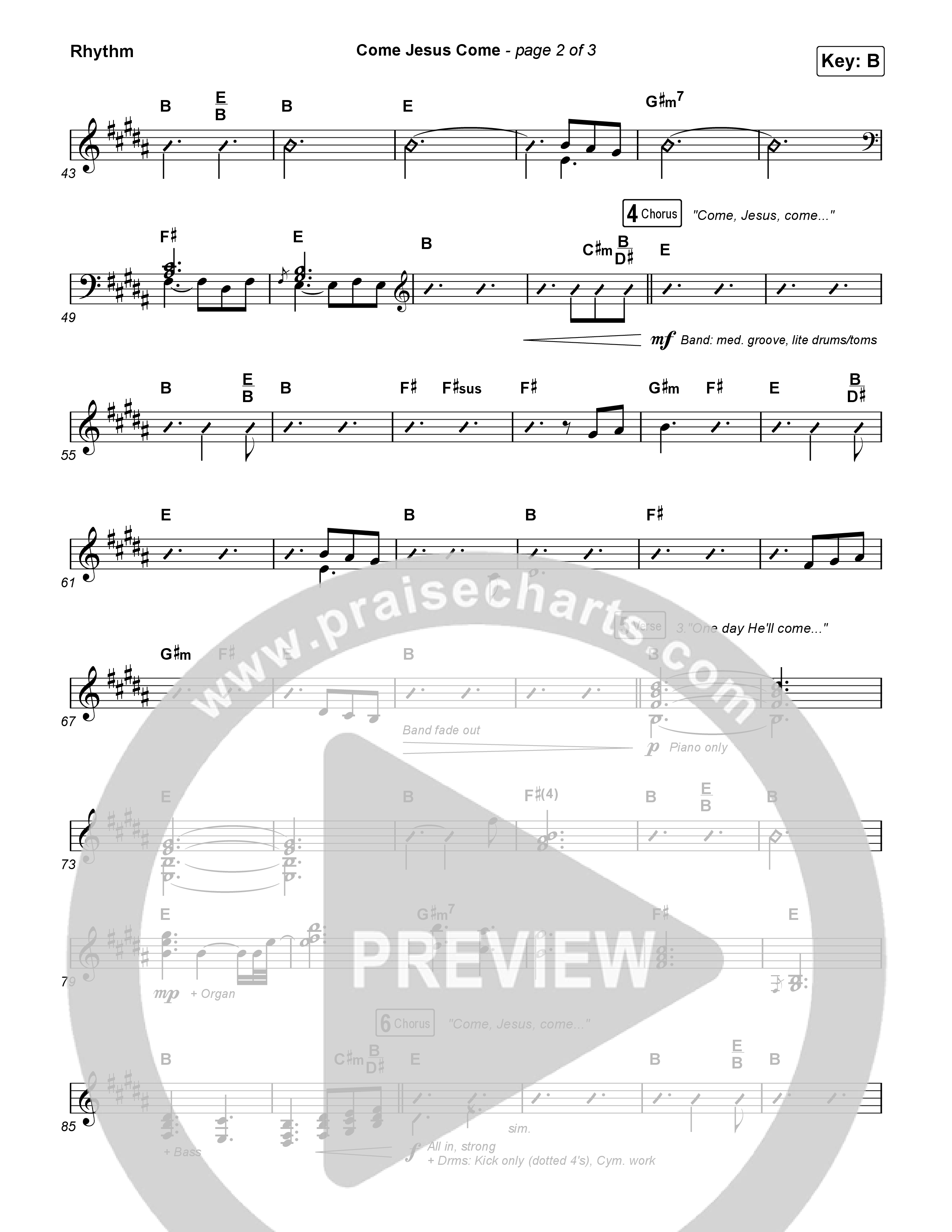 Come Jesus Come Rhythm Chart (CeCe Winans / Cody Johnson)