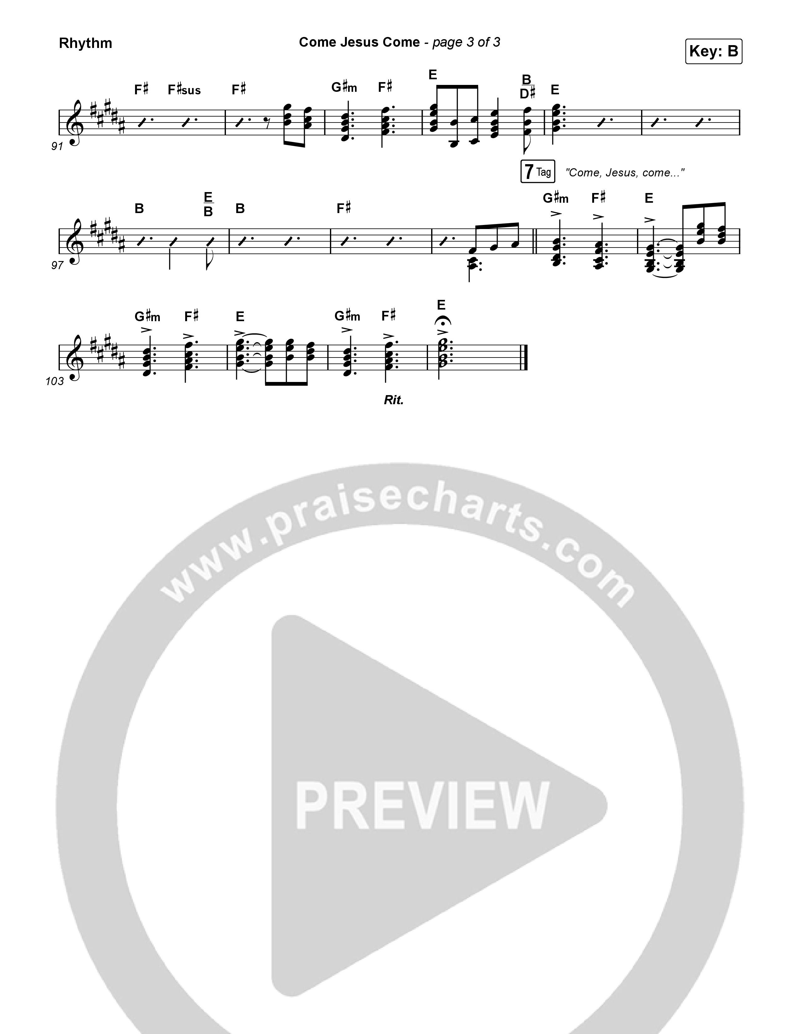 Come Jesus Come Rhythm Chart (CeCe Winans / Cody Johnson)