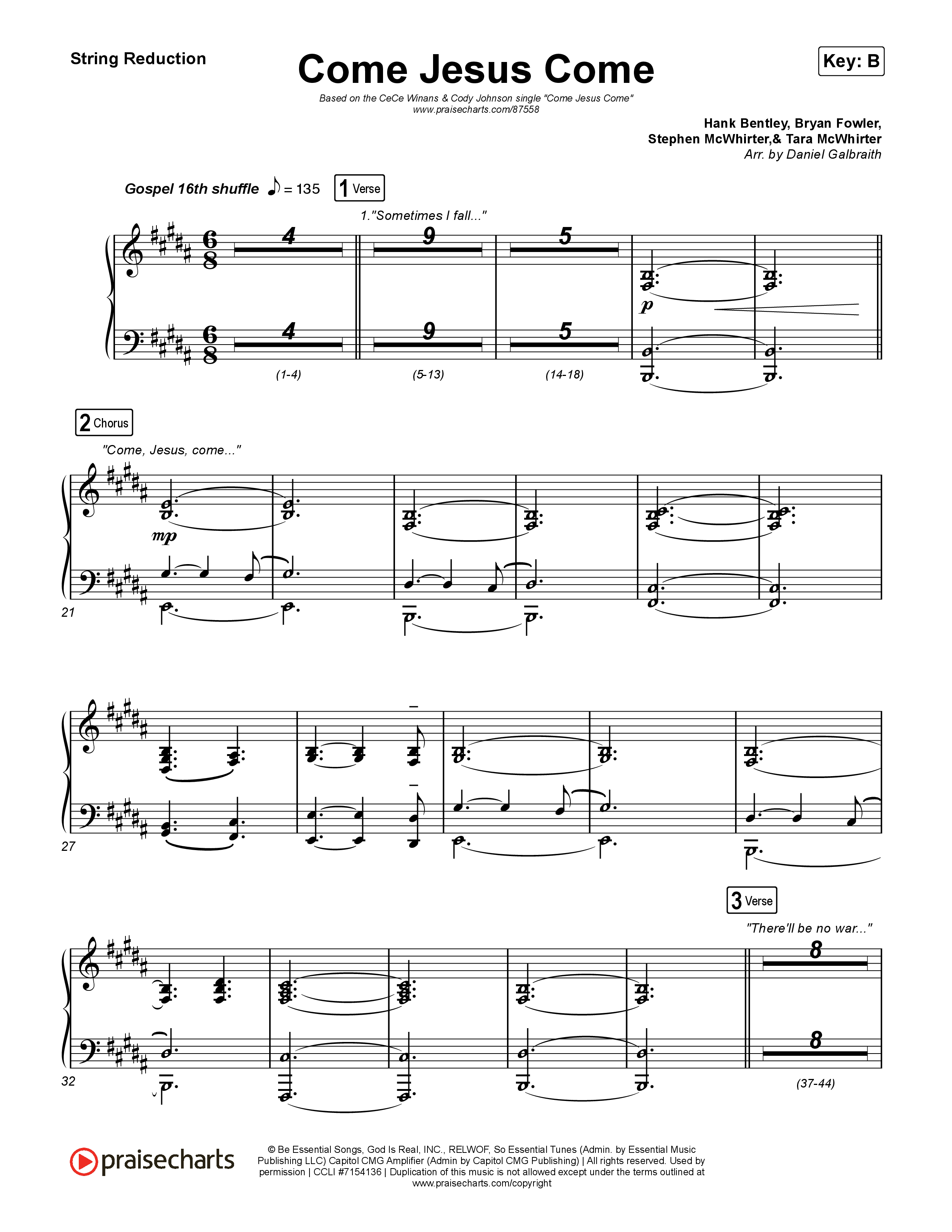 Come Jesus Come String Reduction (CeCe Winans / Cody Johnson)