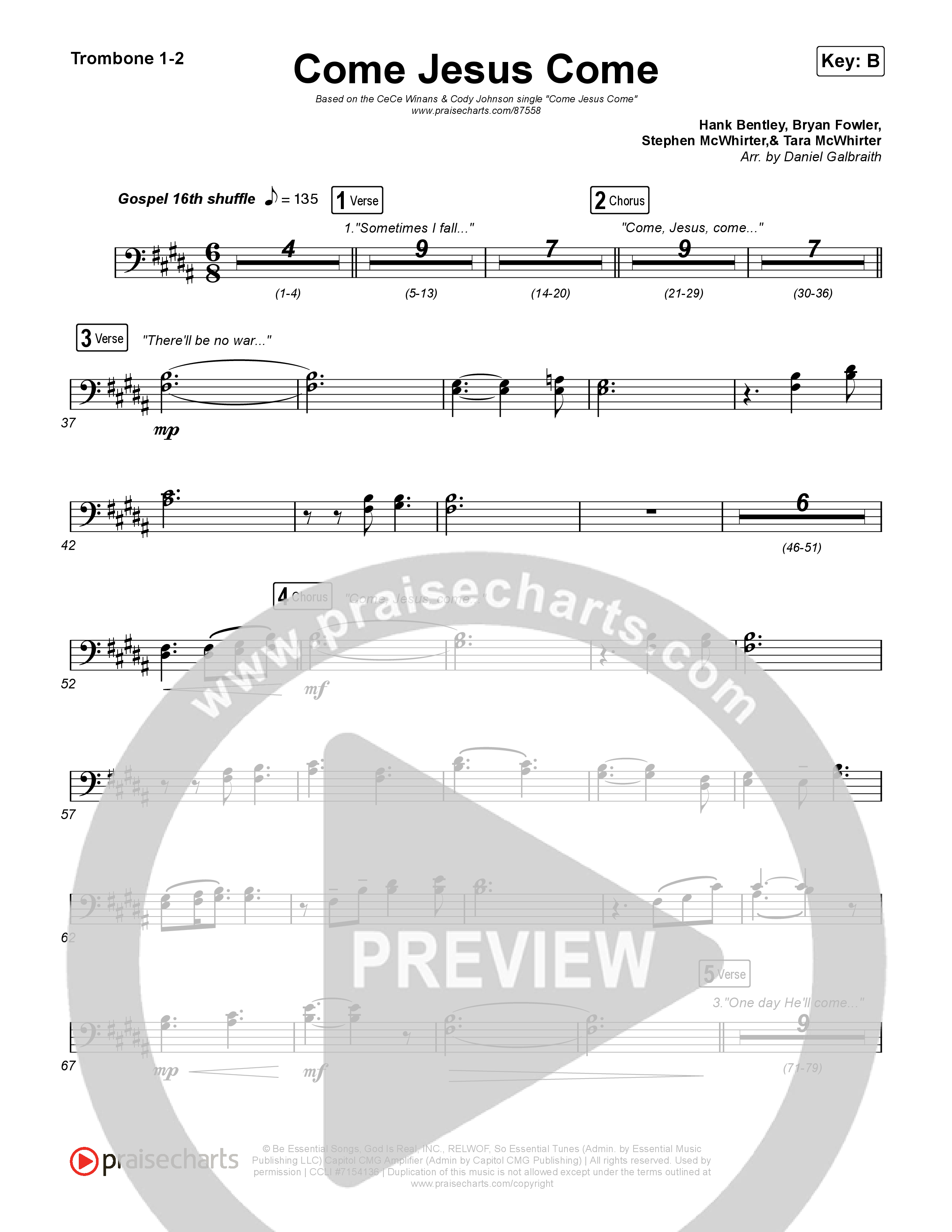 Come Jesus Come Trombone 1,2 (CeCe Winans / Cody Johnson)