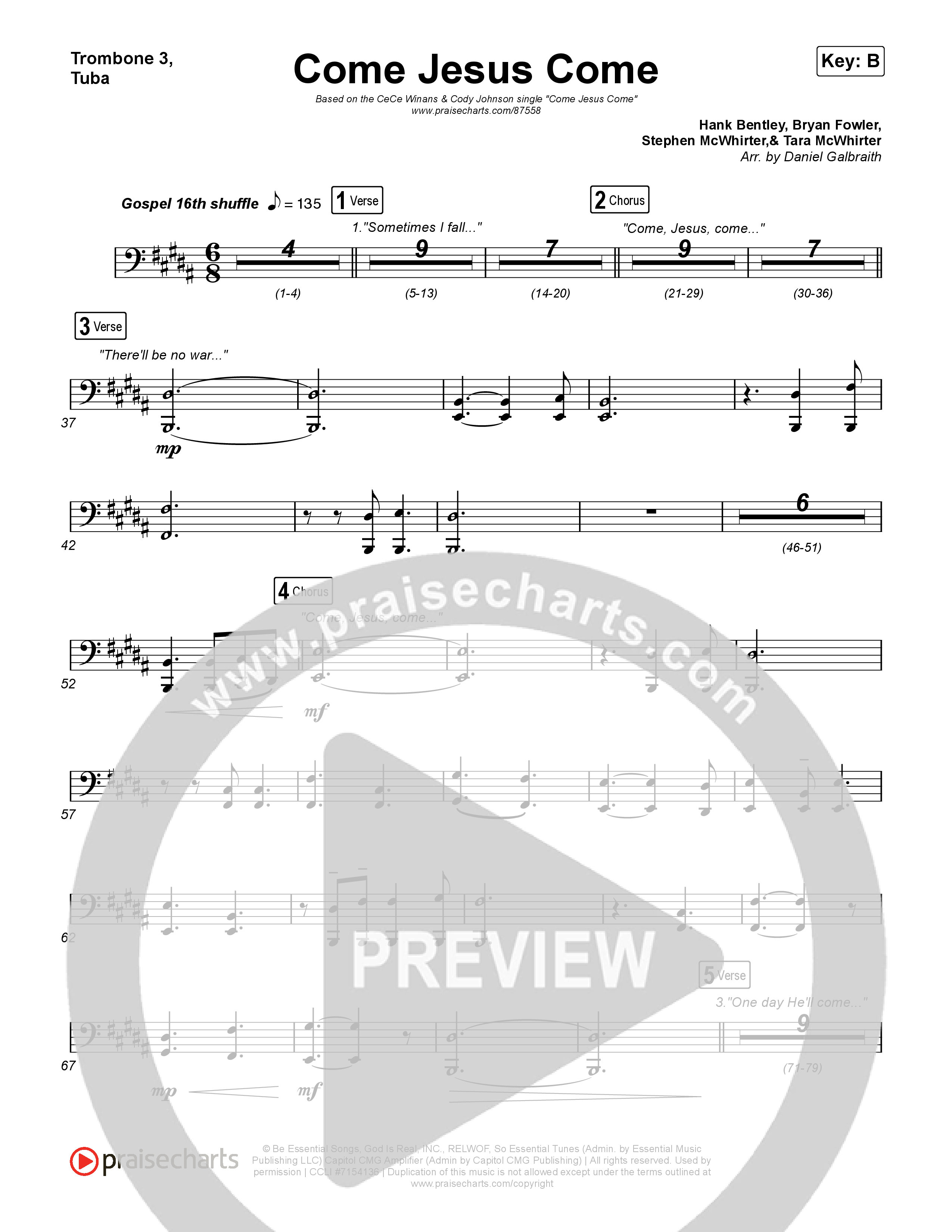 Come Jesus Come Trombone 1,2 (CeCe Winans / Cody Johnson)