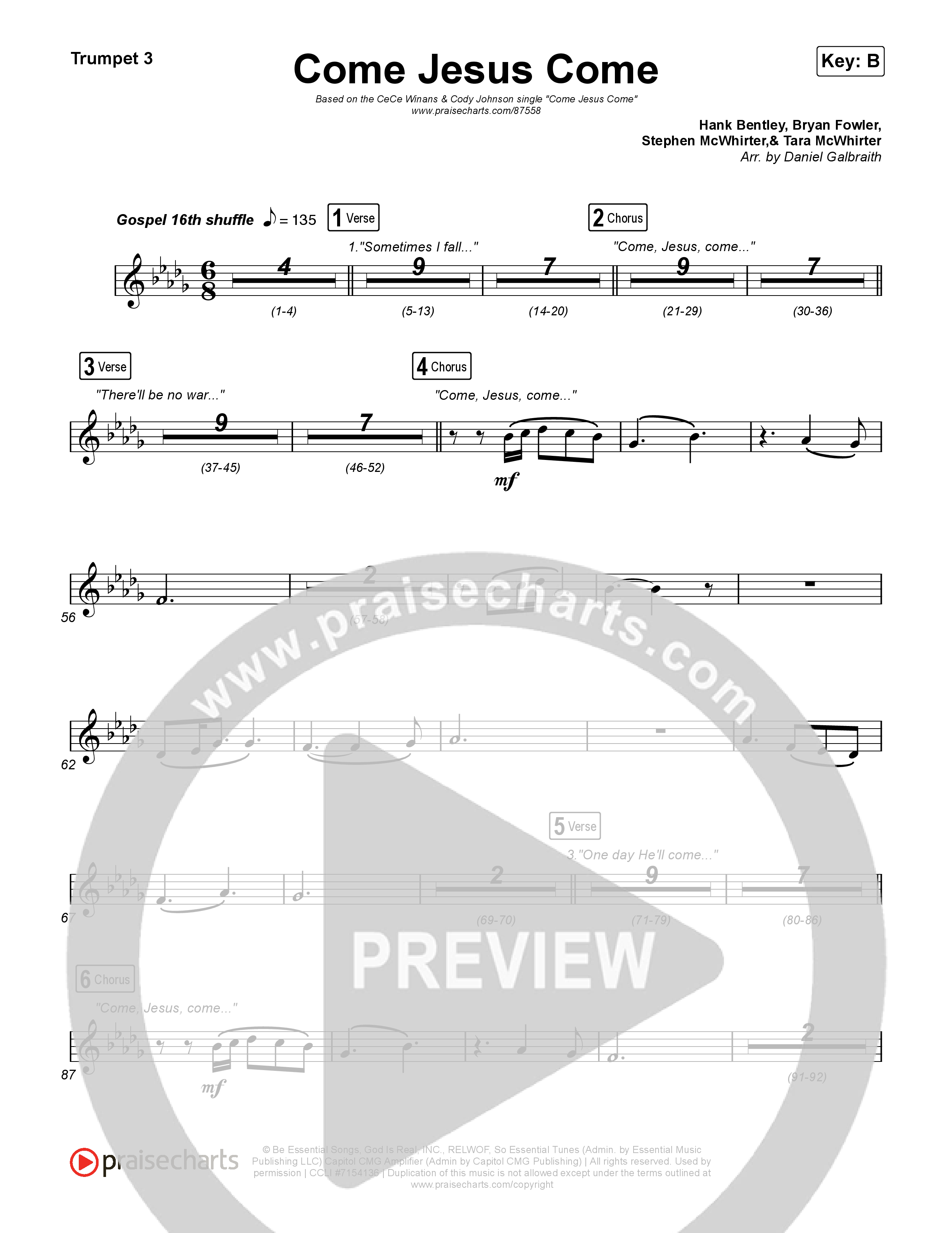 Come Jesus Come Trumpet 1,2 (CeCe Winans / Cody Johnson)